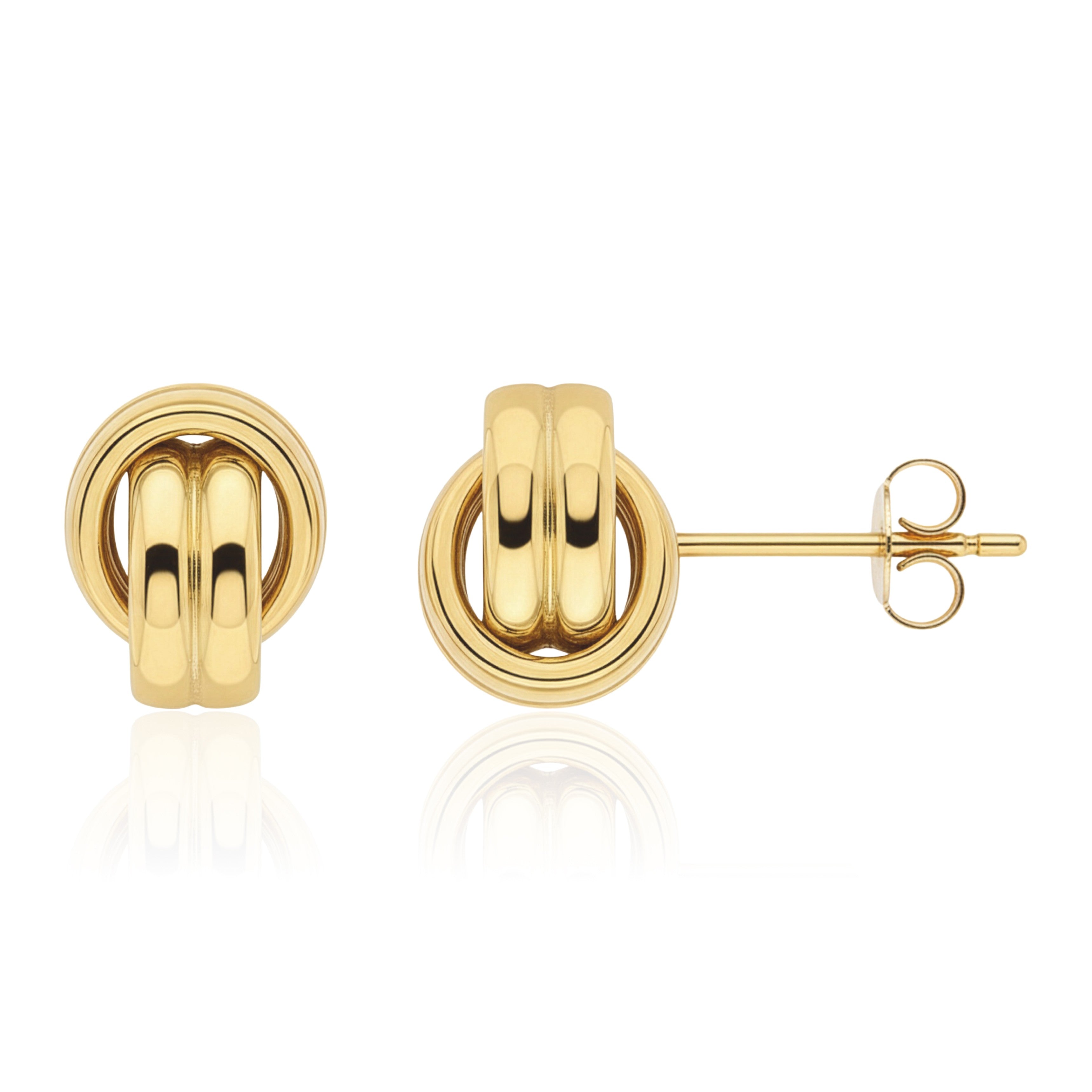 9CT YG POLISHED 2 ROW LINKED OVALS STUD EARRINGS