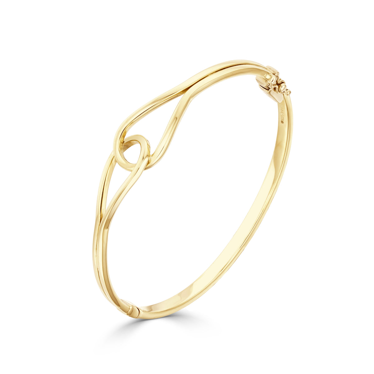 9CT YELLOW GOLD POLISHED 'STIRRUP' HOLLOW HINGED BANGLE