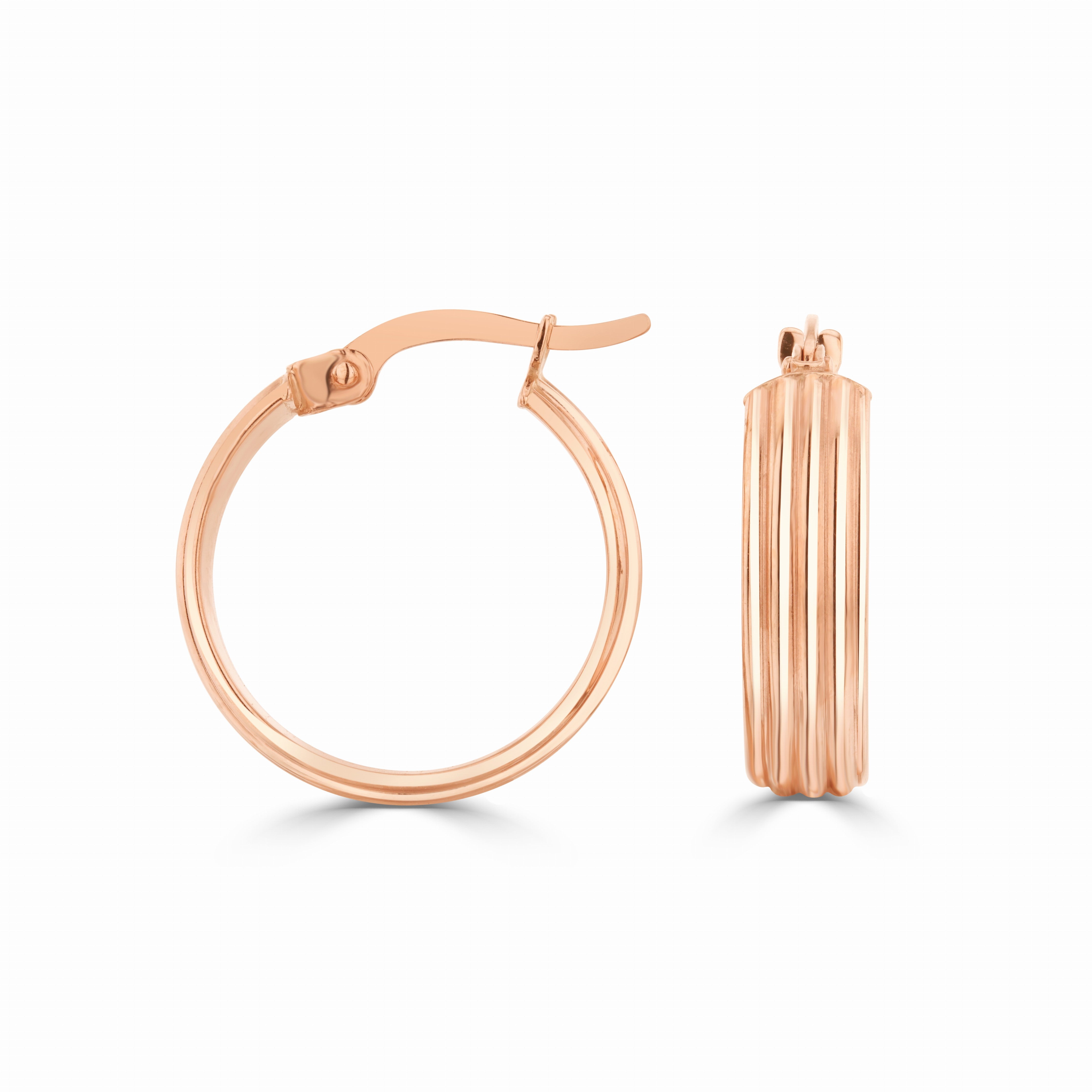 9CT RG RIBBED WIDE HOOP EARRINGS