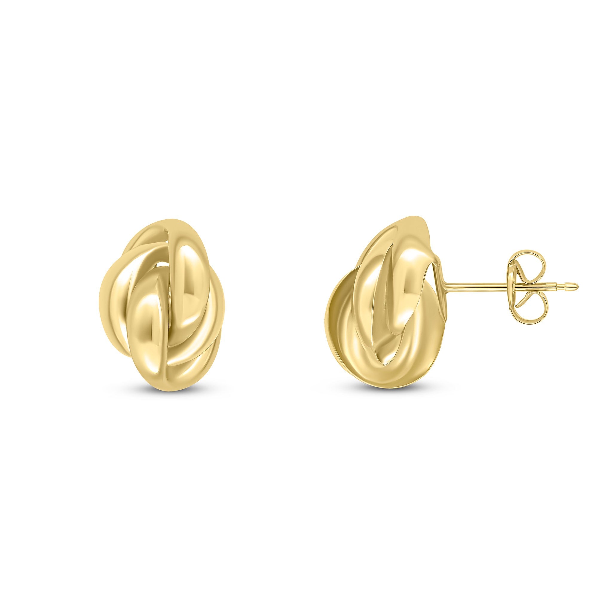 9CT YG POLISHED FINISH OVAL FANCY KNOT STUD EARRINGS