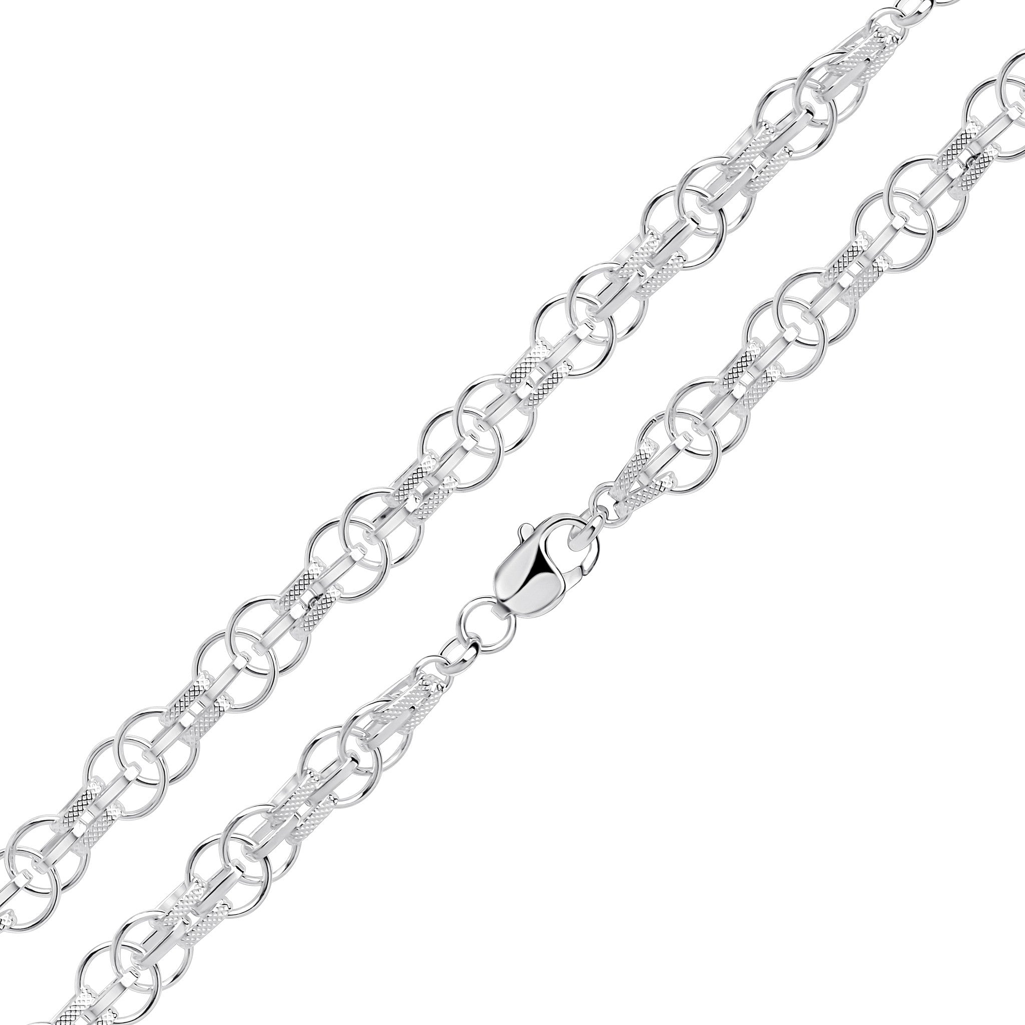 Silver Polished and Textured Multi Link Bracelet 7.5"