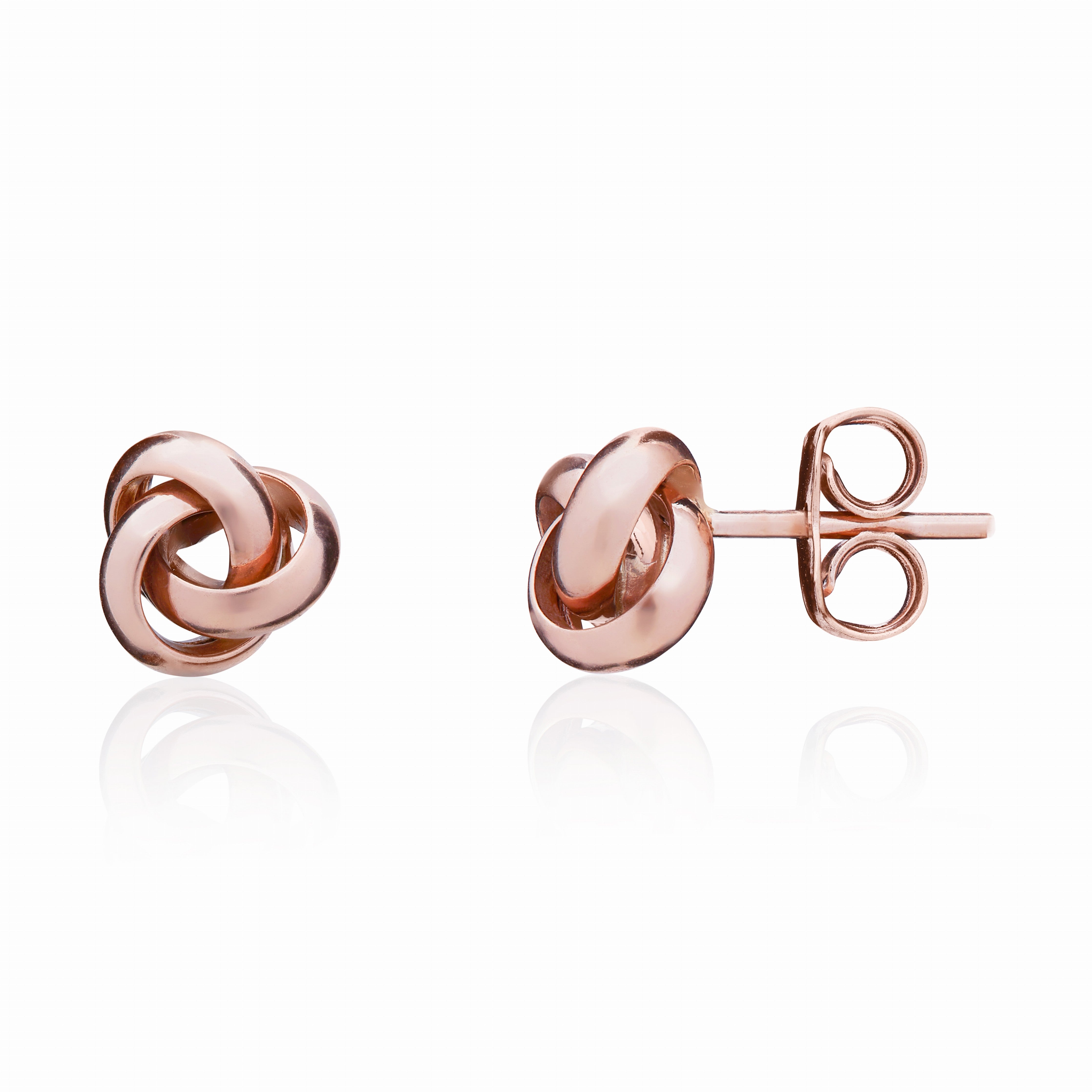 9CT ROSE GOLD POLISHED 3 ROW SMALL KNOT EARRINGS