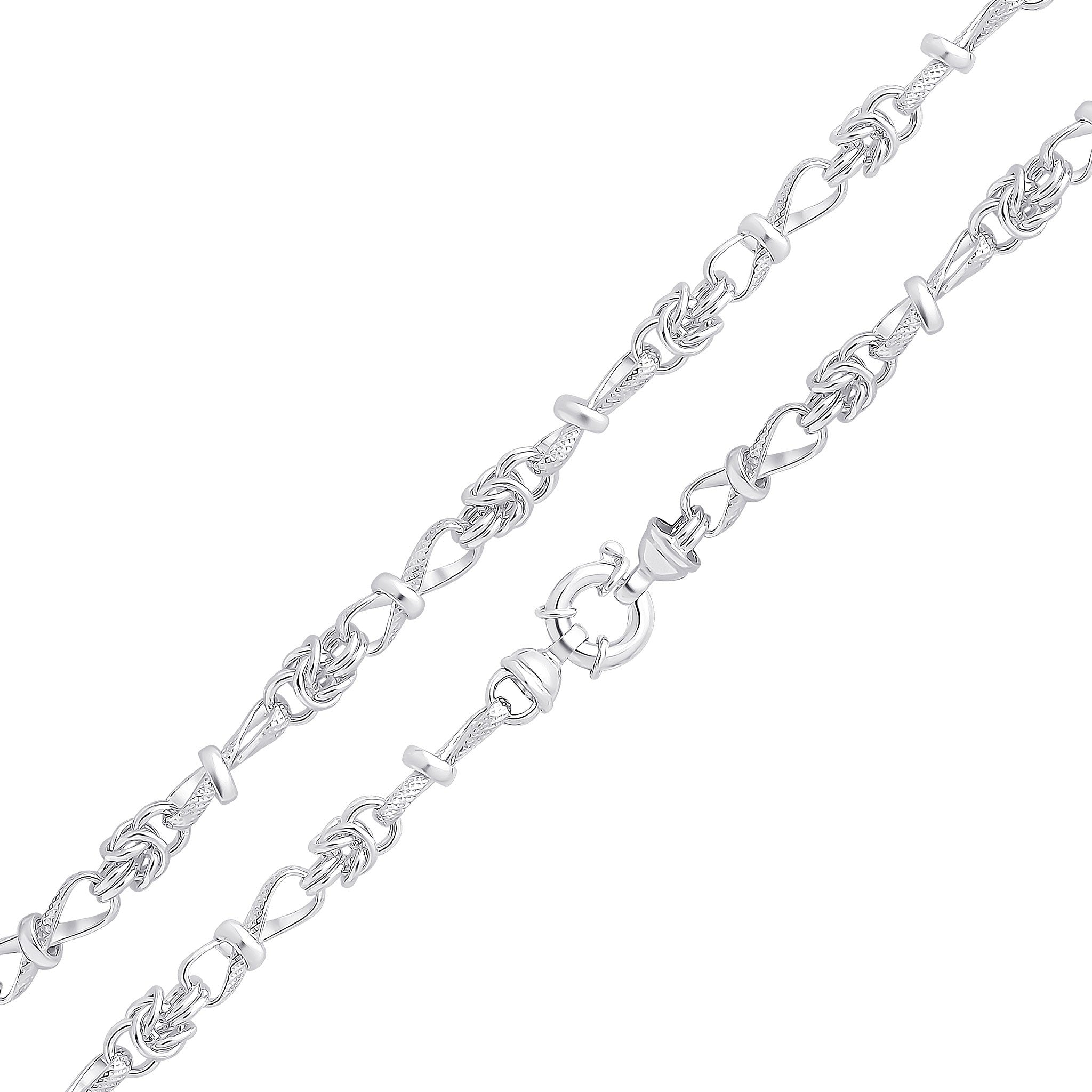 Silver 6.6mm Byzantine Infinity 7.5" Bolt Ring