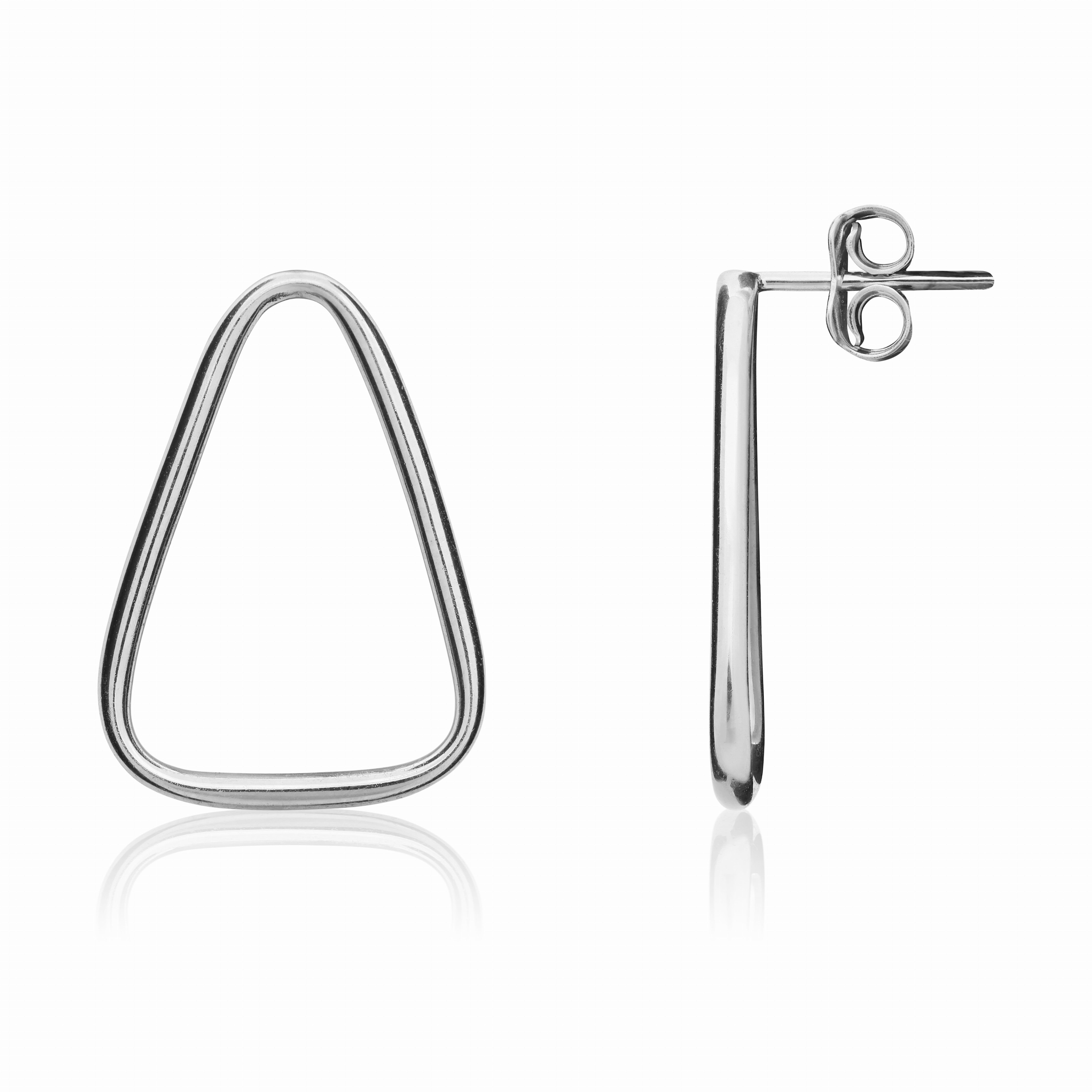 9CT WHITE GOLD OPEN LONG TRIANGLE EARRINGS