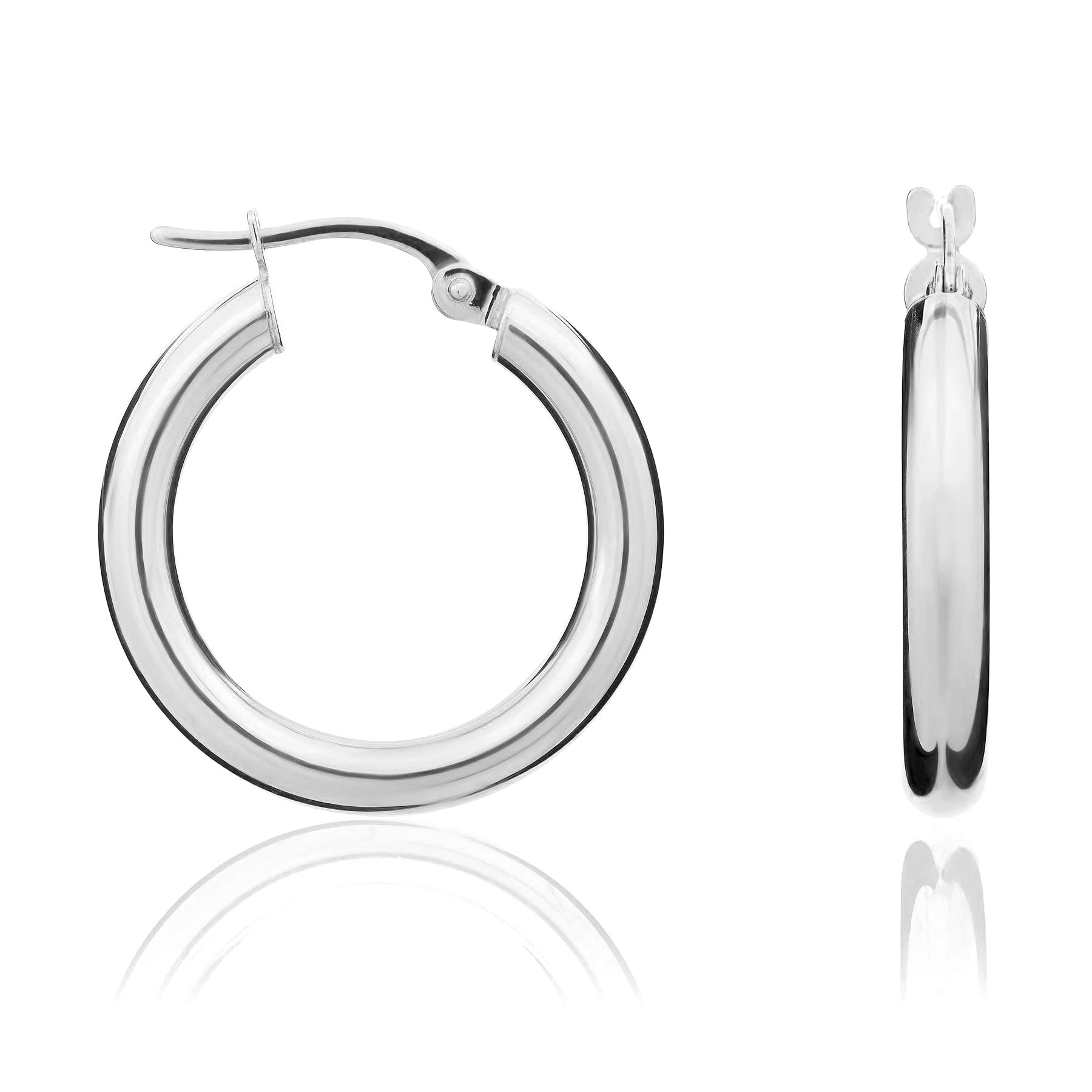 18CT WG 4MM TUBE PLAIN ROUND HOOP EARRINGS 23MM DIAMETER * OFFER ALTERNATIVE 10-34-024 *