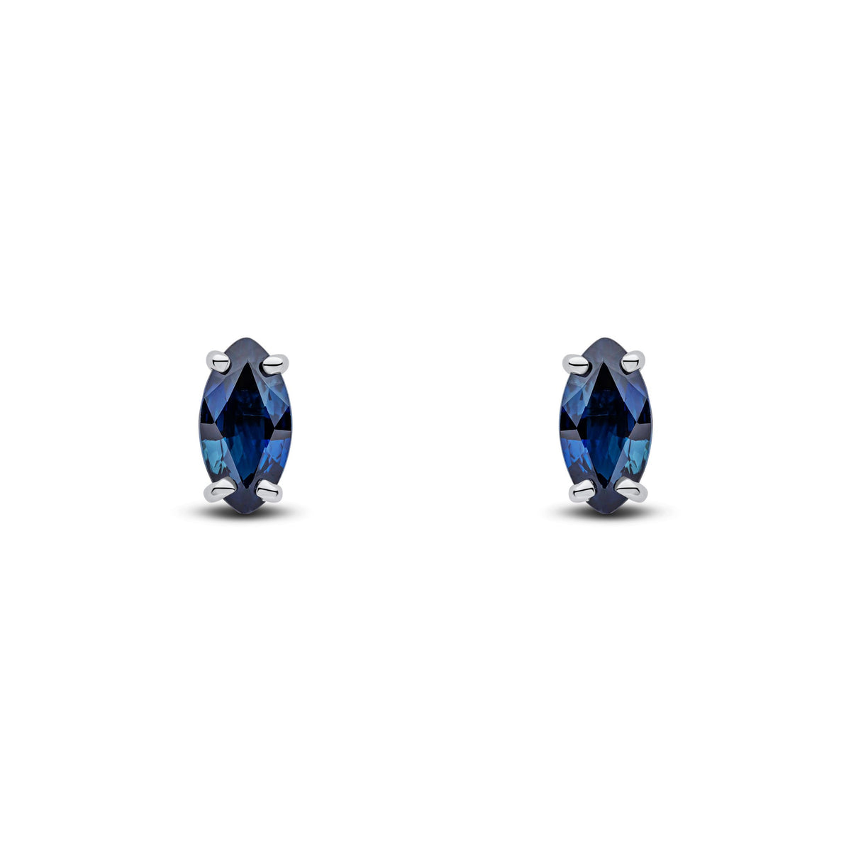 9CT WG 8X4MM MARQUISE SAPPHIRE CLAW SET EARRINGS