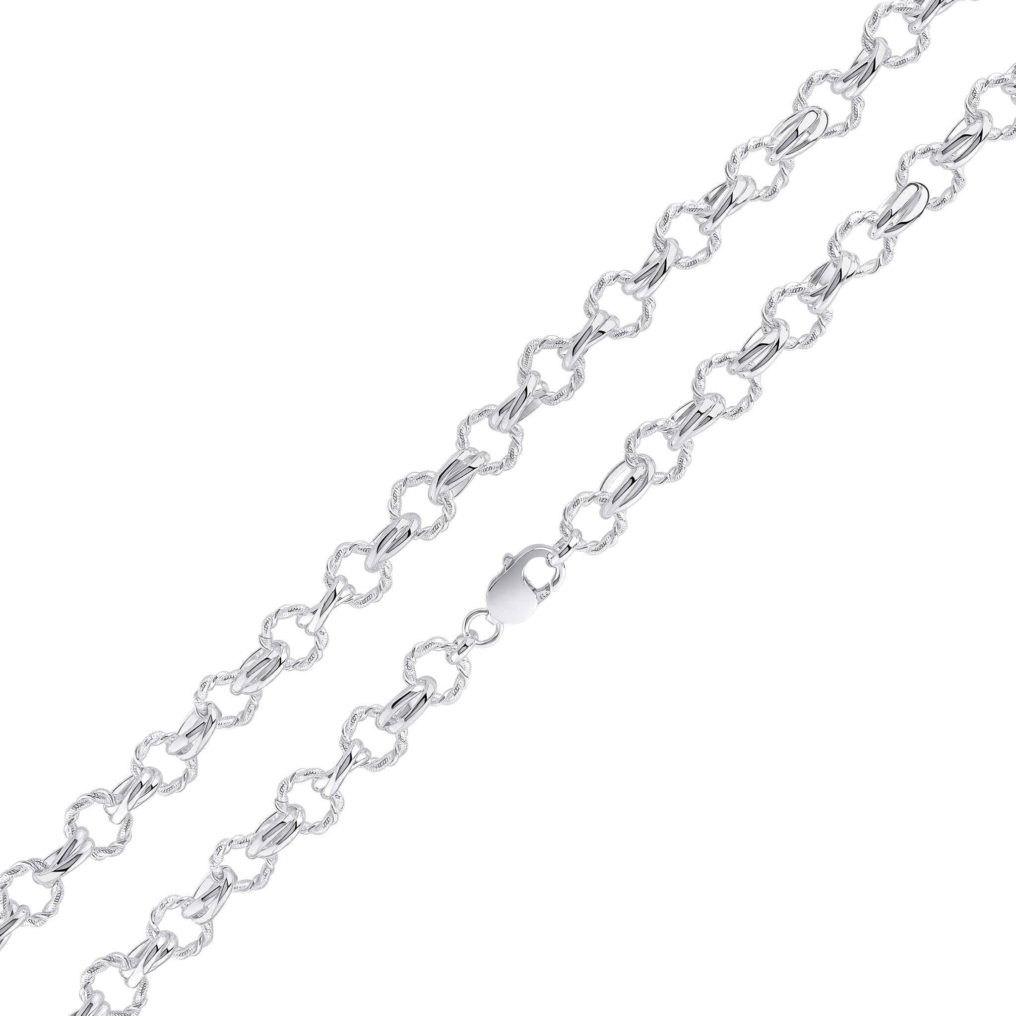 Silver 10mm Fancy Round Twist 18"