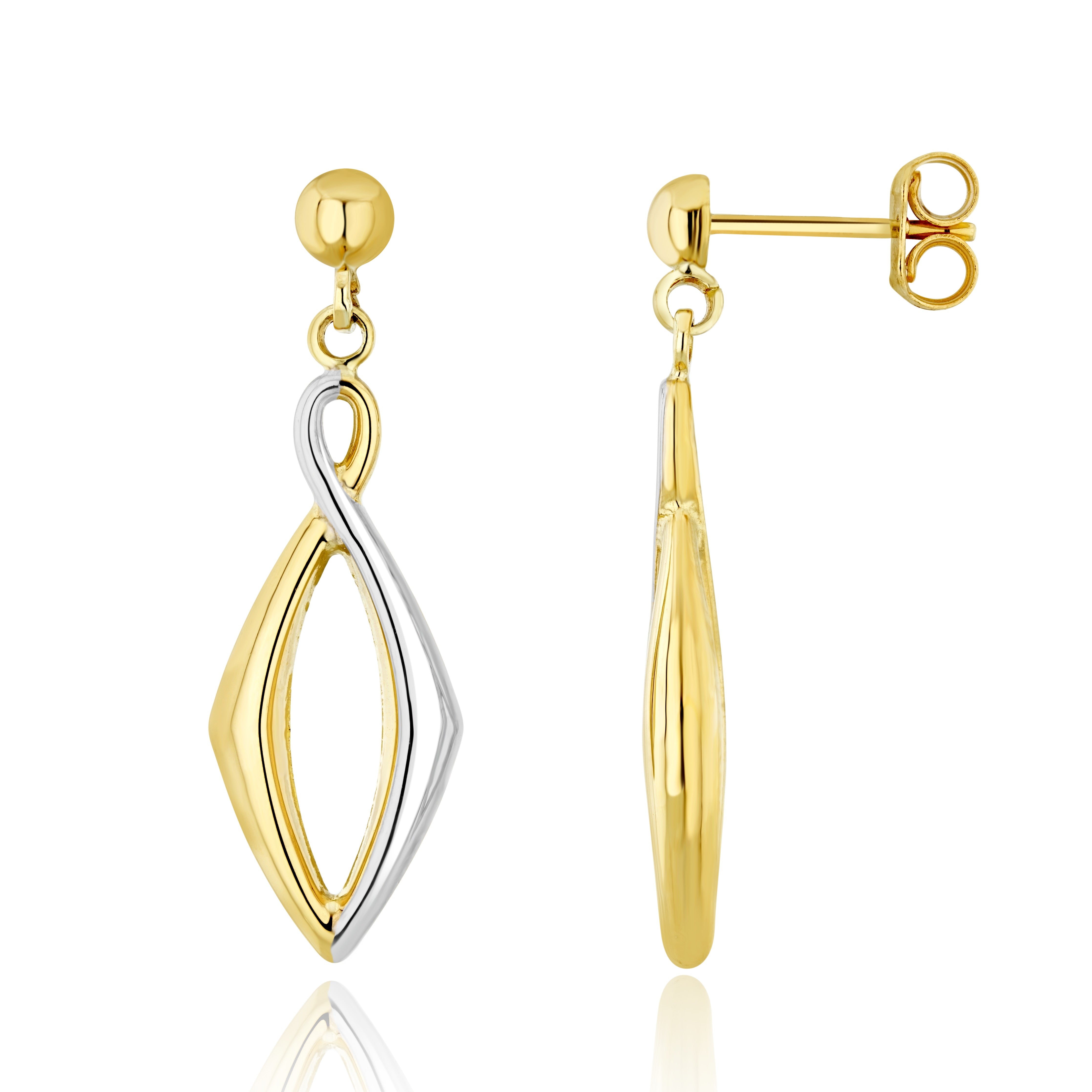9CT YWG ANGULAR FIGURE-OF-8 DROP EARRINGS