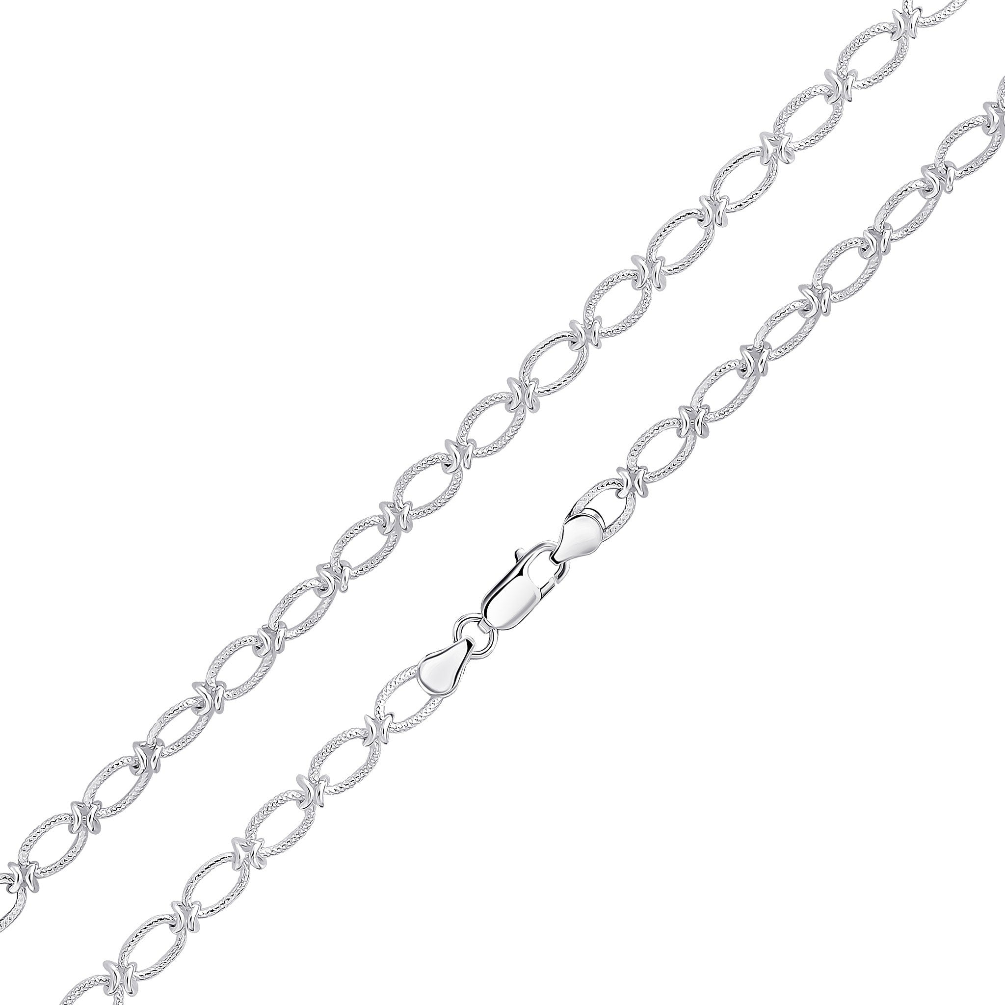 Silver 6.5mm Textured Oval Knot 18"