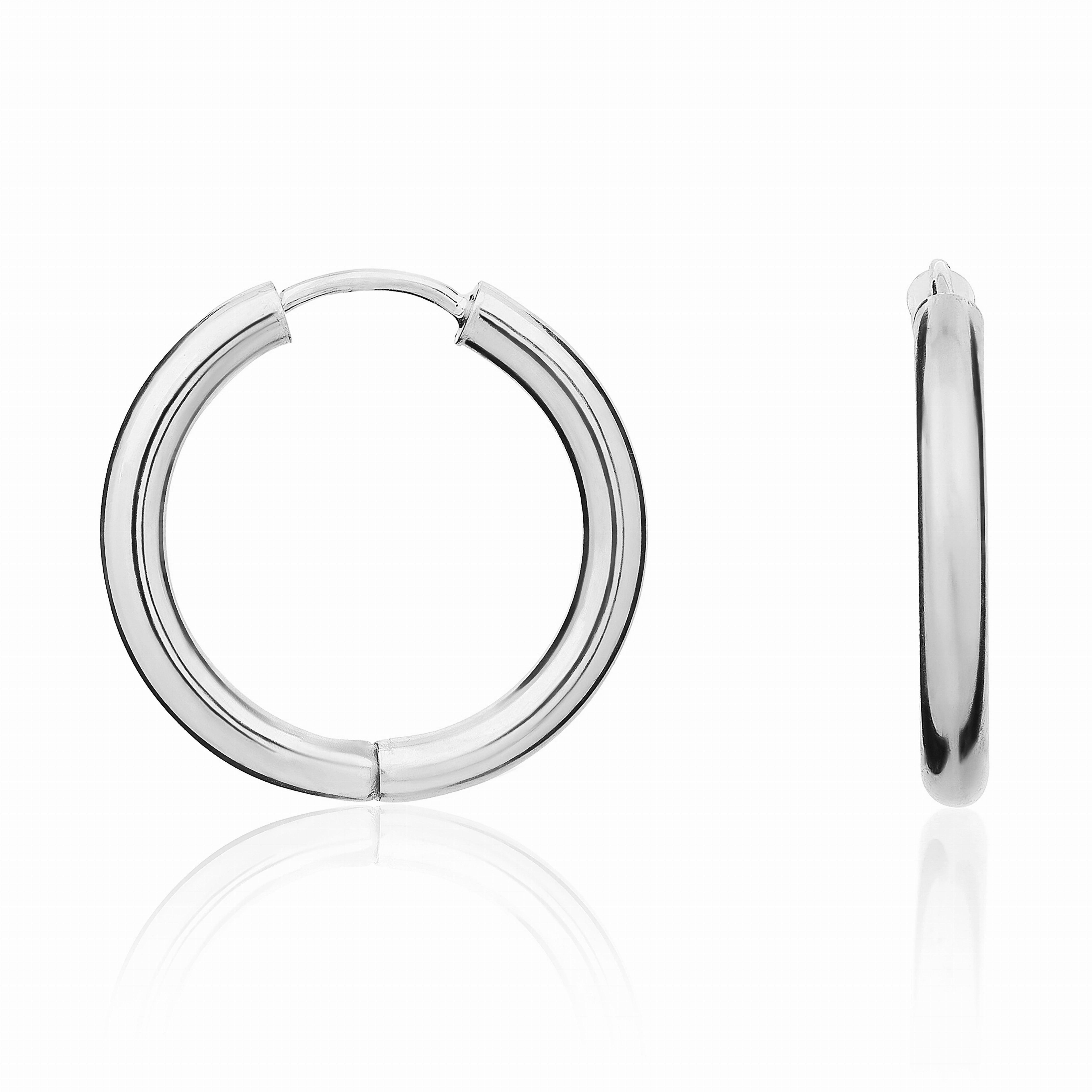 9CT WHITE GOLD POLISHED ROUND HINGED HOOP EARRINGS 20MM DIAMETER