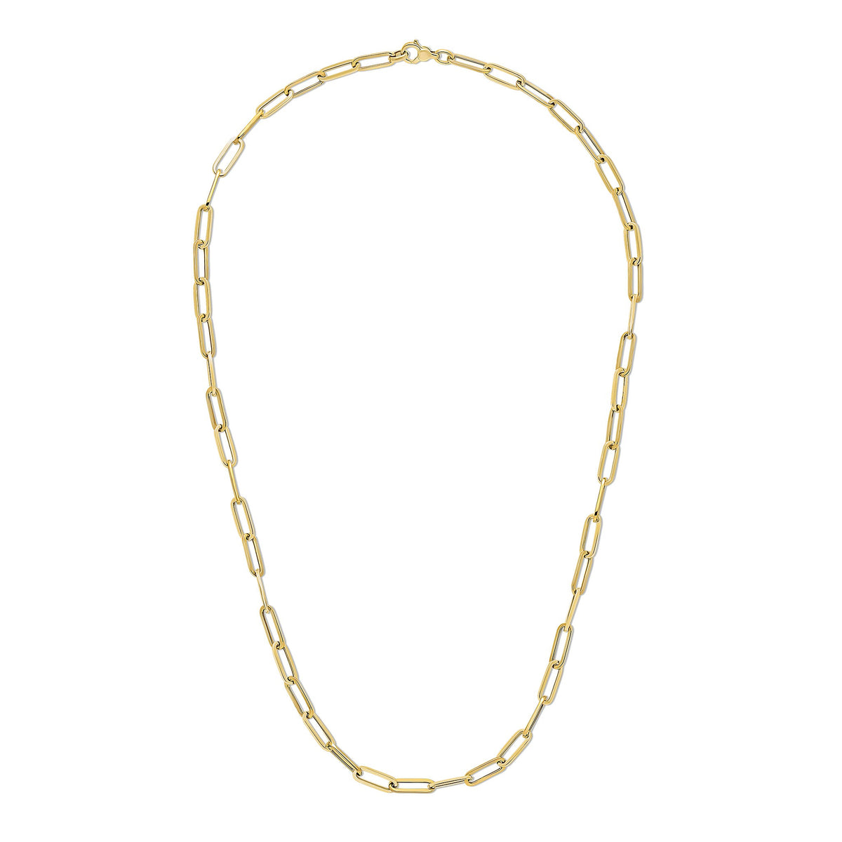 9CT YELLOW GOLD OVAL PAPERCHAIN LINK NECKLACE. 24 INCHES