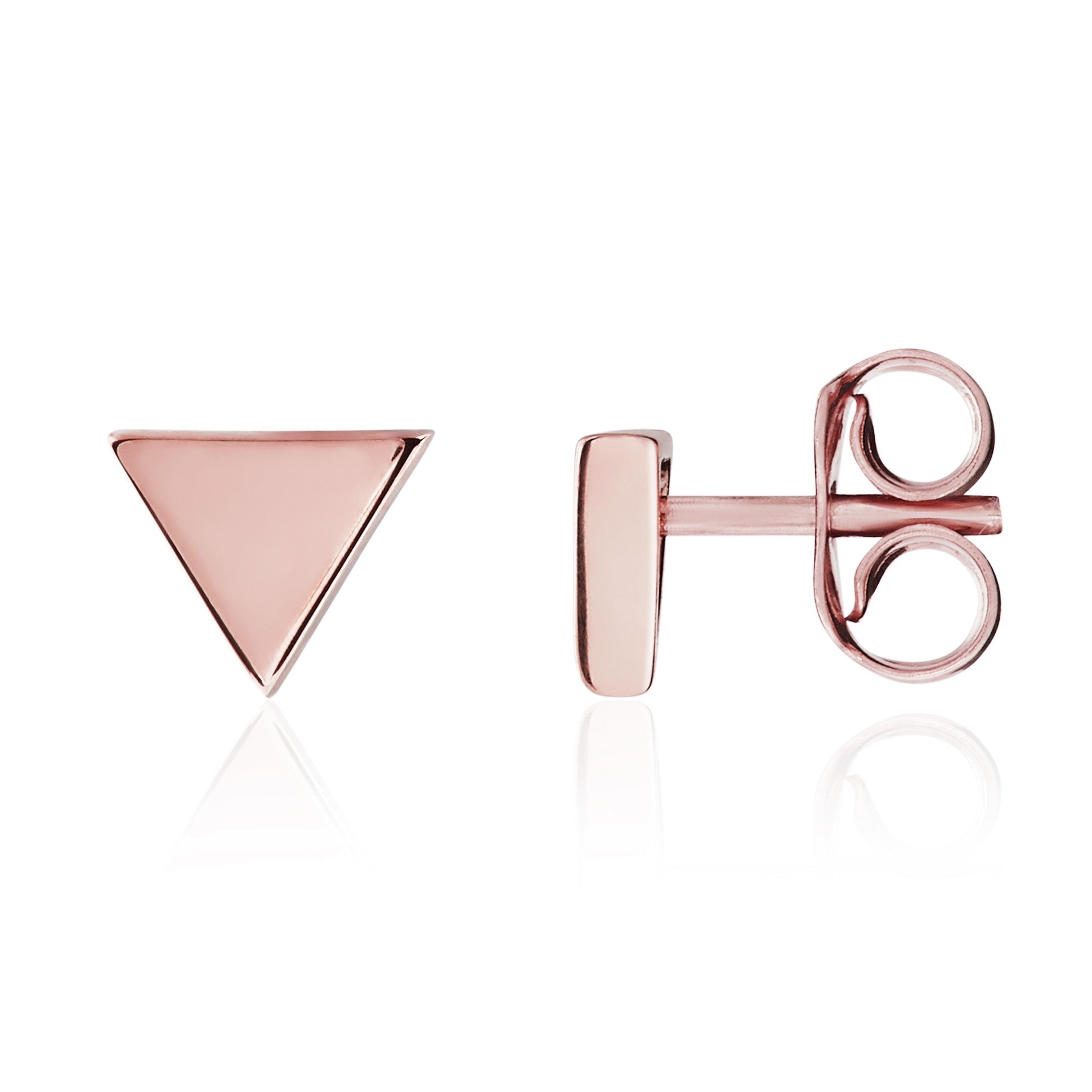 9CT ROSE GOLD POLISHED TRIANGLE STUD EARRINGS