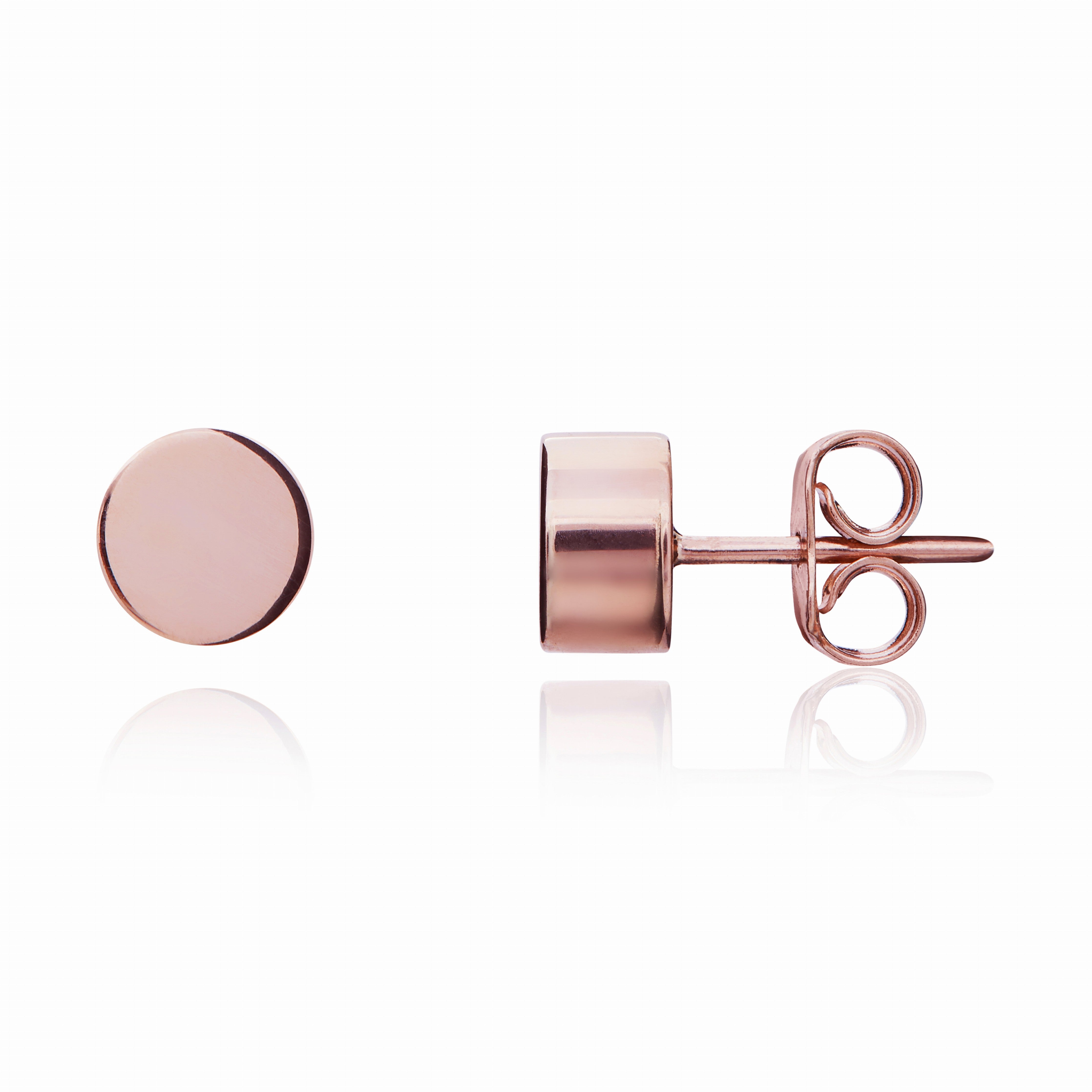 9CT RG POLISHED 6MM CYLINDER SHAPE STUD EARRINGS