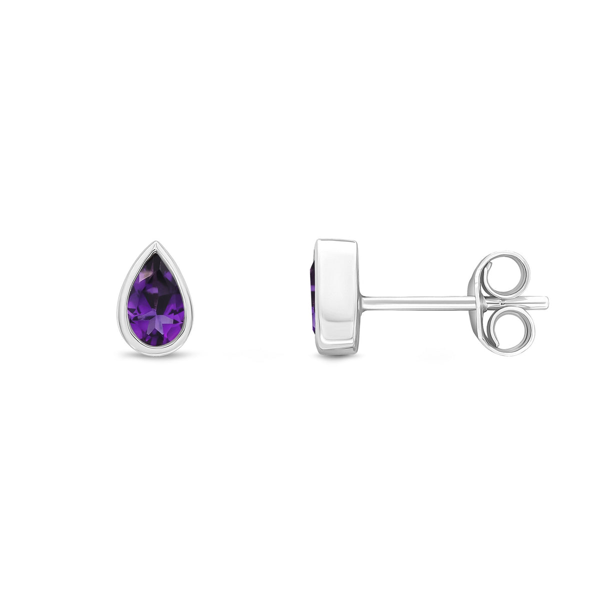 9CT WG 5X3 PEARSHAPE AMETHYST RUBOVER SET EARRINGS