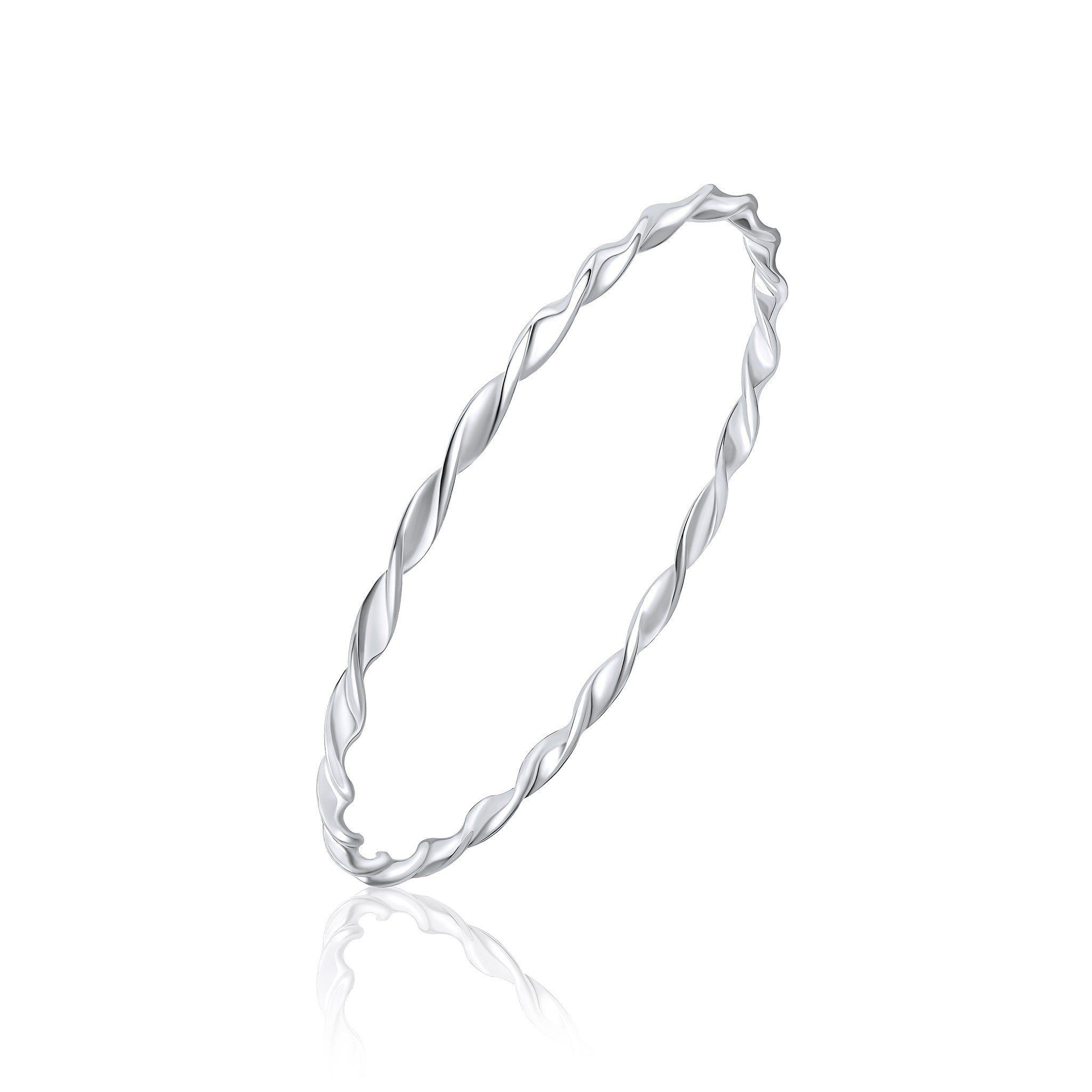 Silver 3mm Round Shape Loose Twist Bangle