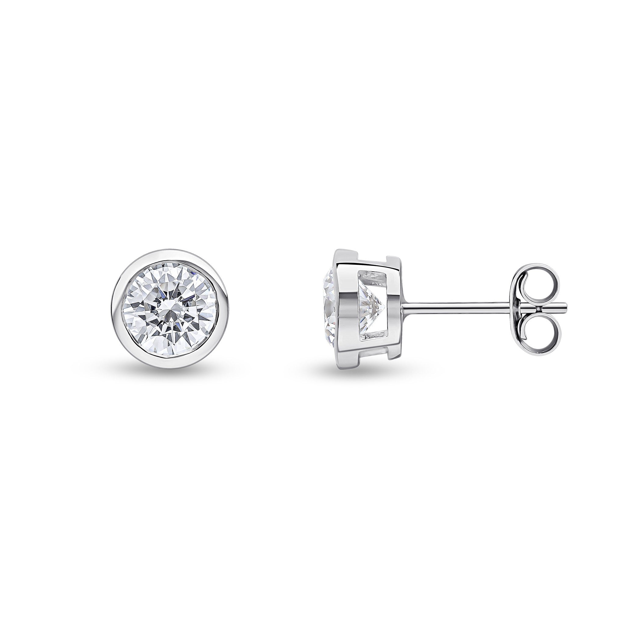 9CT WG 6MM ROUND CZ RUBOVER EARRINGS