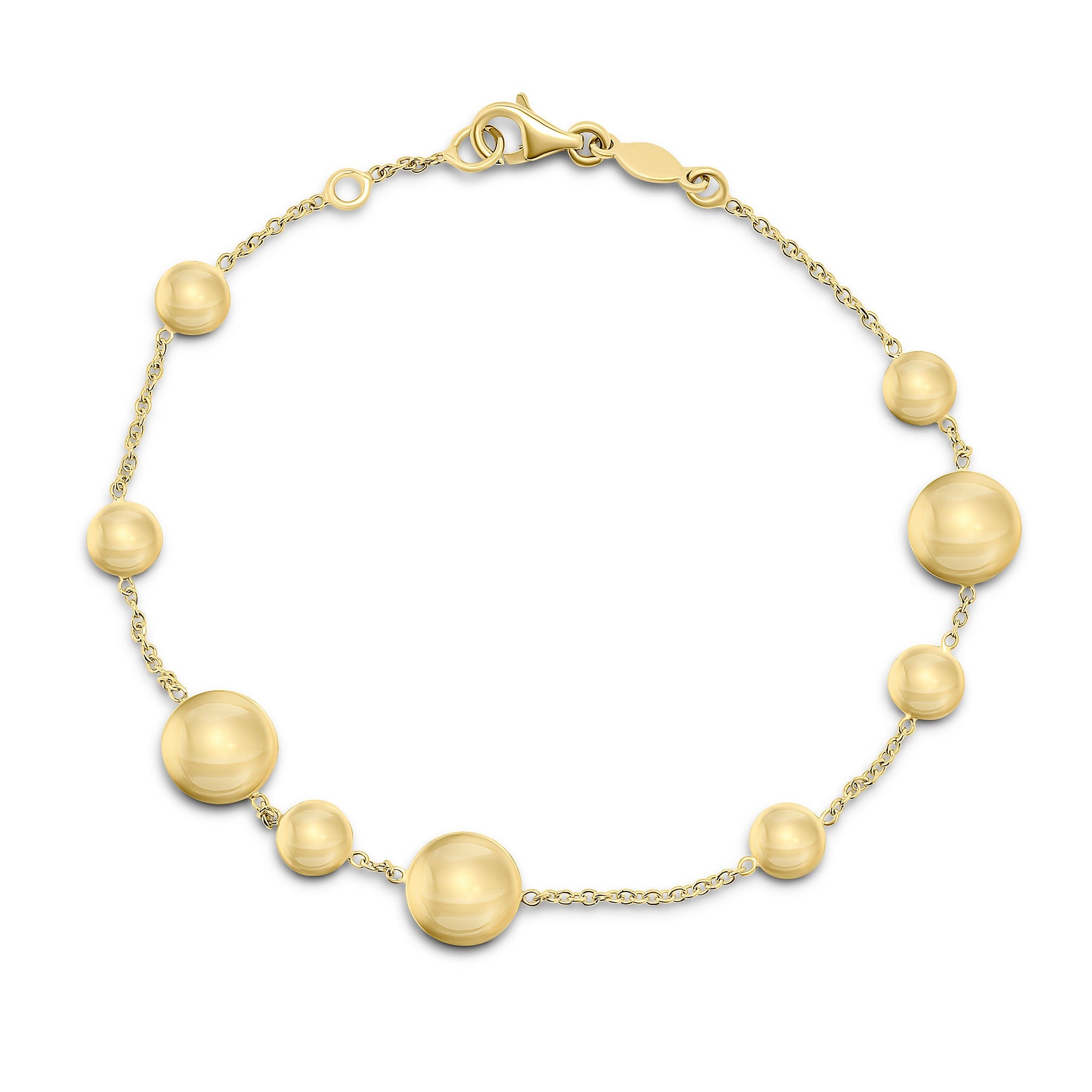 9CT YG CHAIN BRACELET WITH POLISHED FLAT DISCS