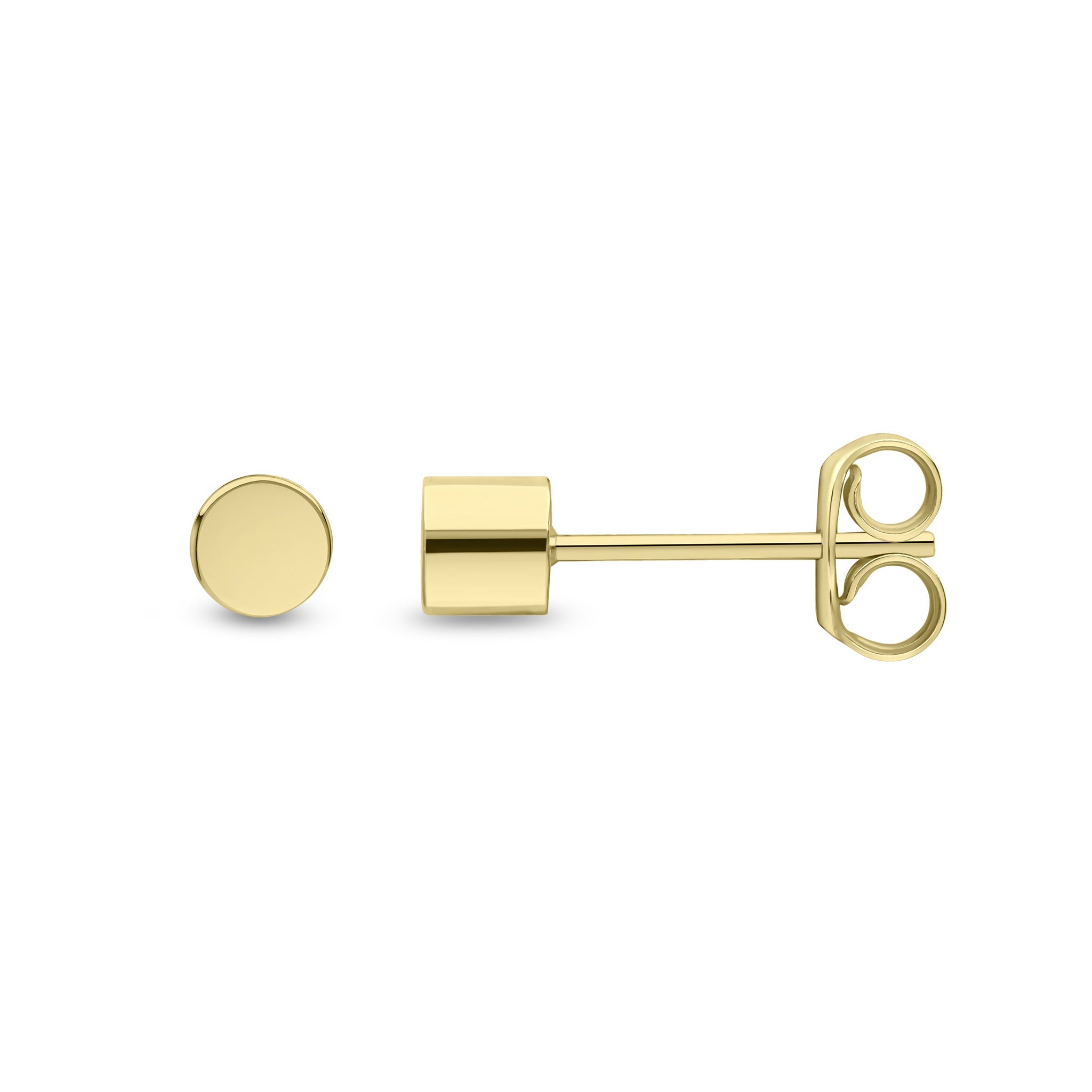9CT YG POLISHED 4MM CYLINDER SHAPE STUD EARRINGS