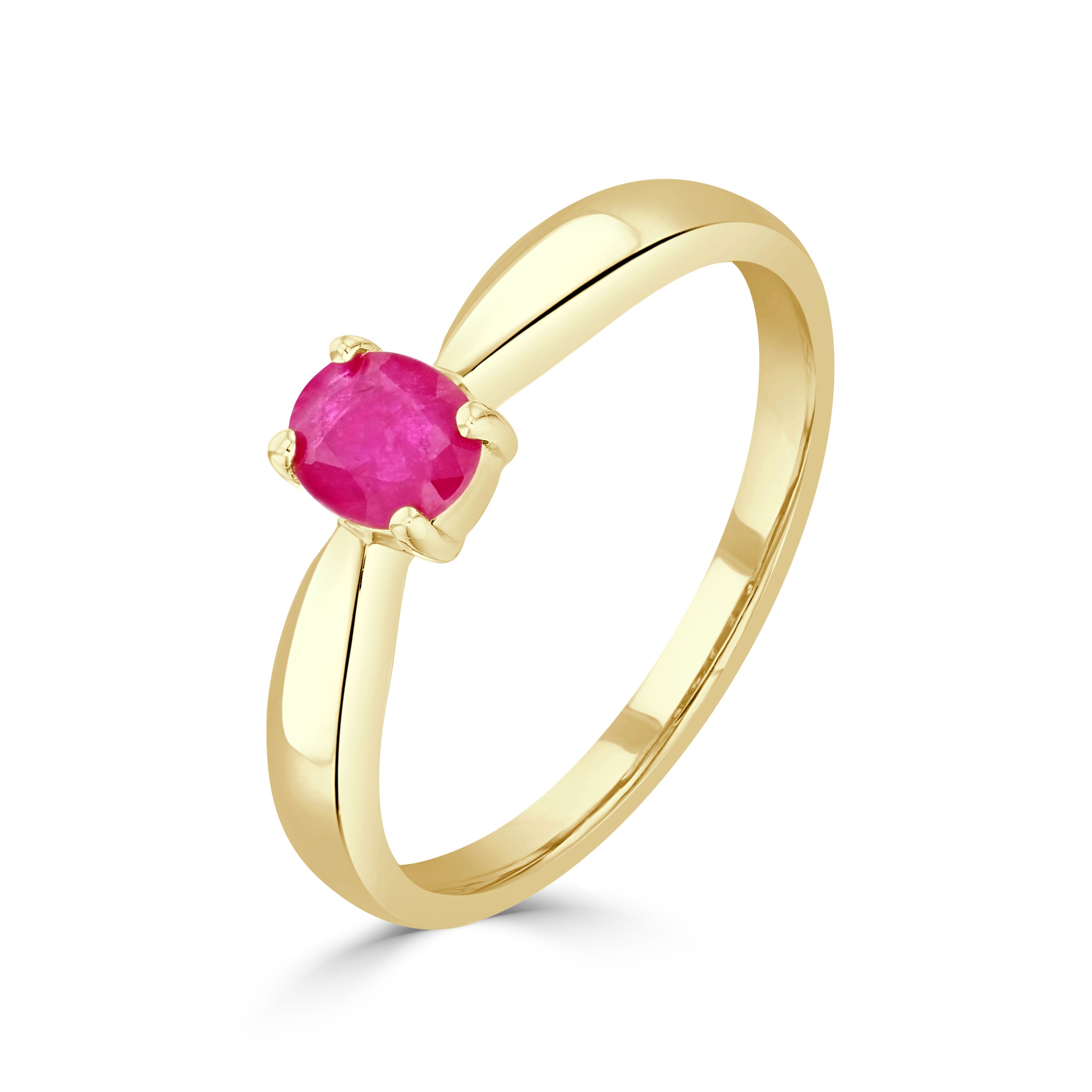9CT YG 5X4MM OVAL RUBY 4 CLAW SINGLE STONE RING