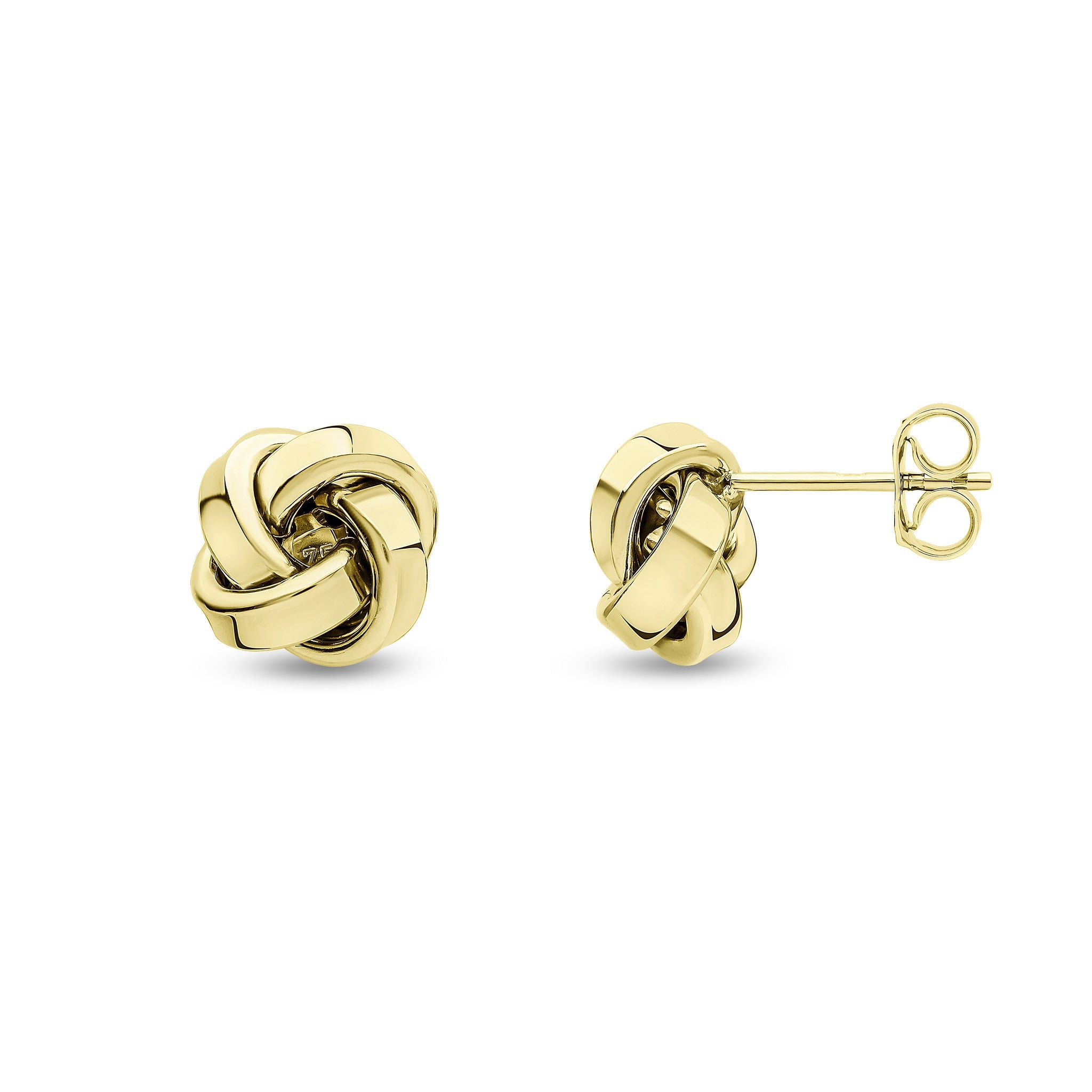 9CT YG POLISHED SQUARE TUBE 4 STRAND 9.5MM KNOT EARRINGS