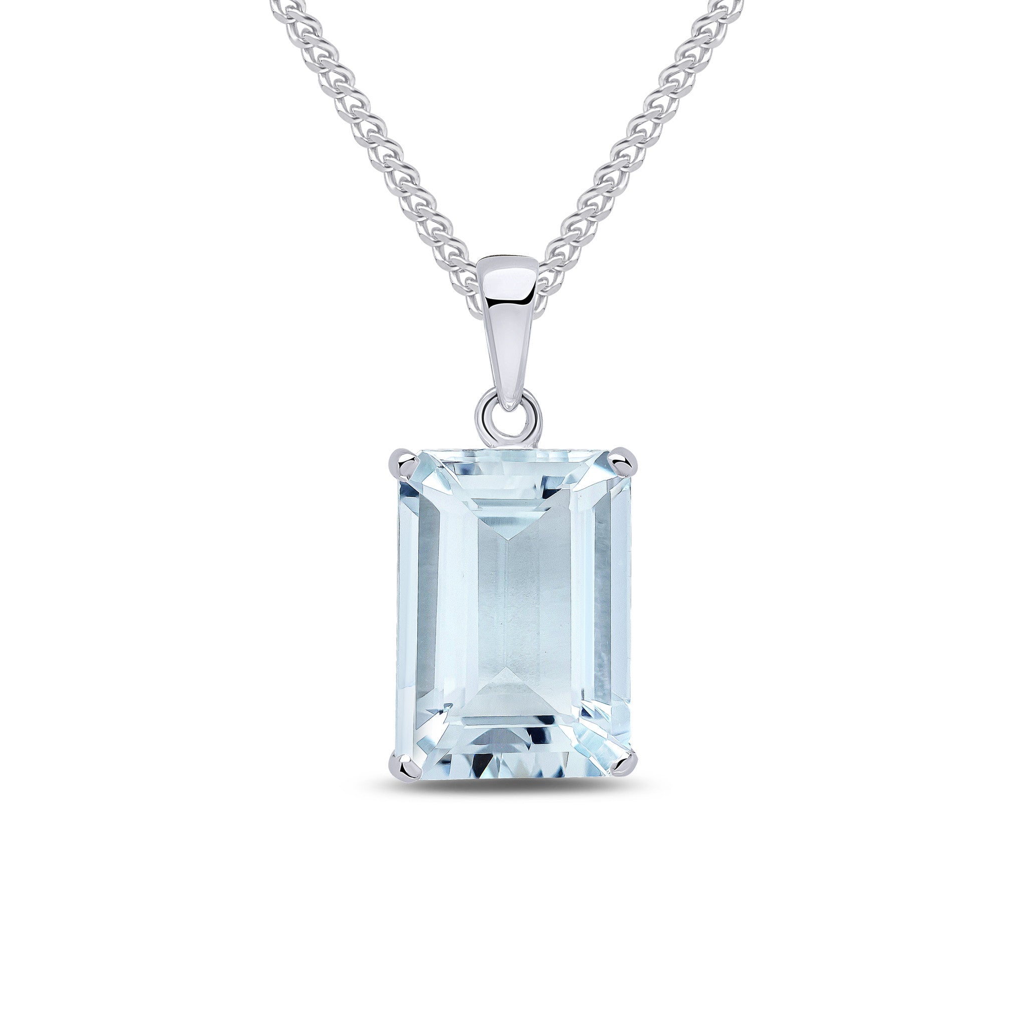 9CT WG 14X10MM OCTAGON AQUA CLAW SET PENDANT * currently unavailable to order due to stone sourcing *