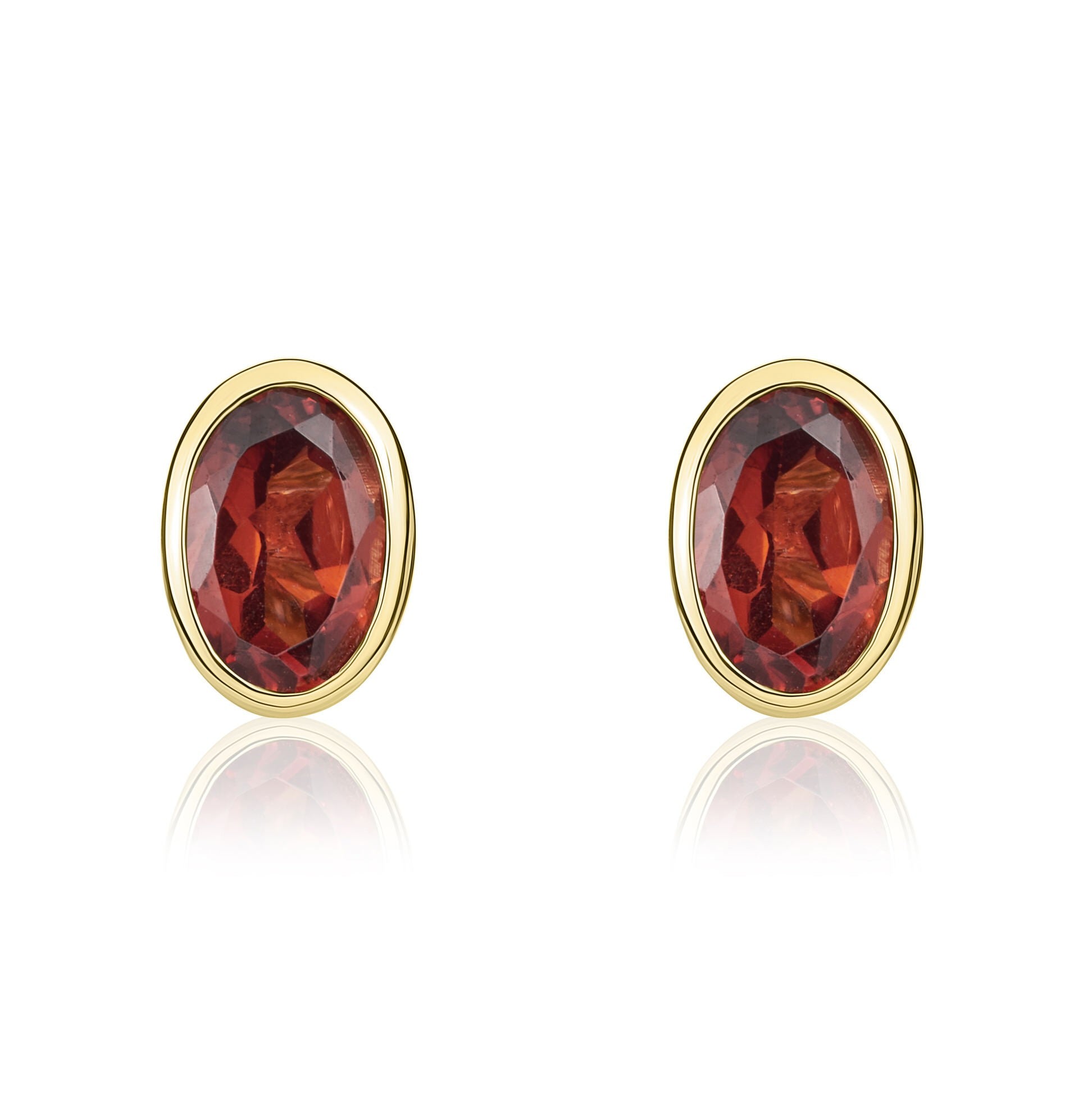 9CT YG 6X4 OVAL GARNET RUBOVER EARRINGS