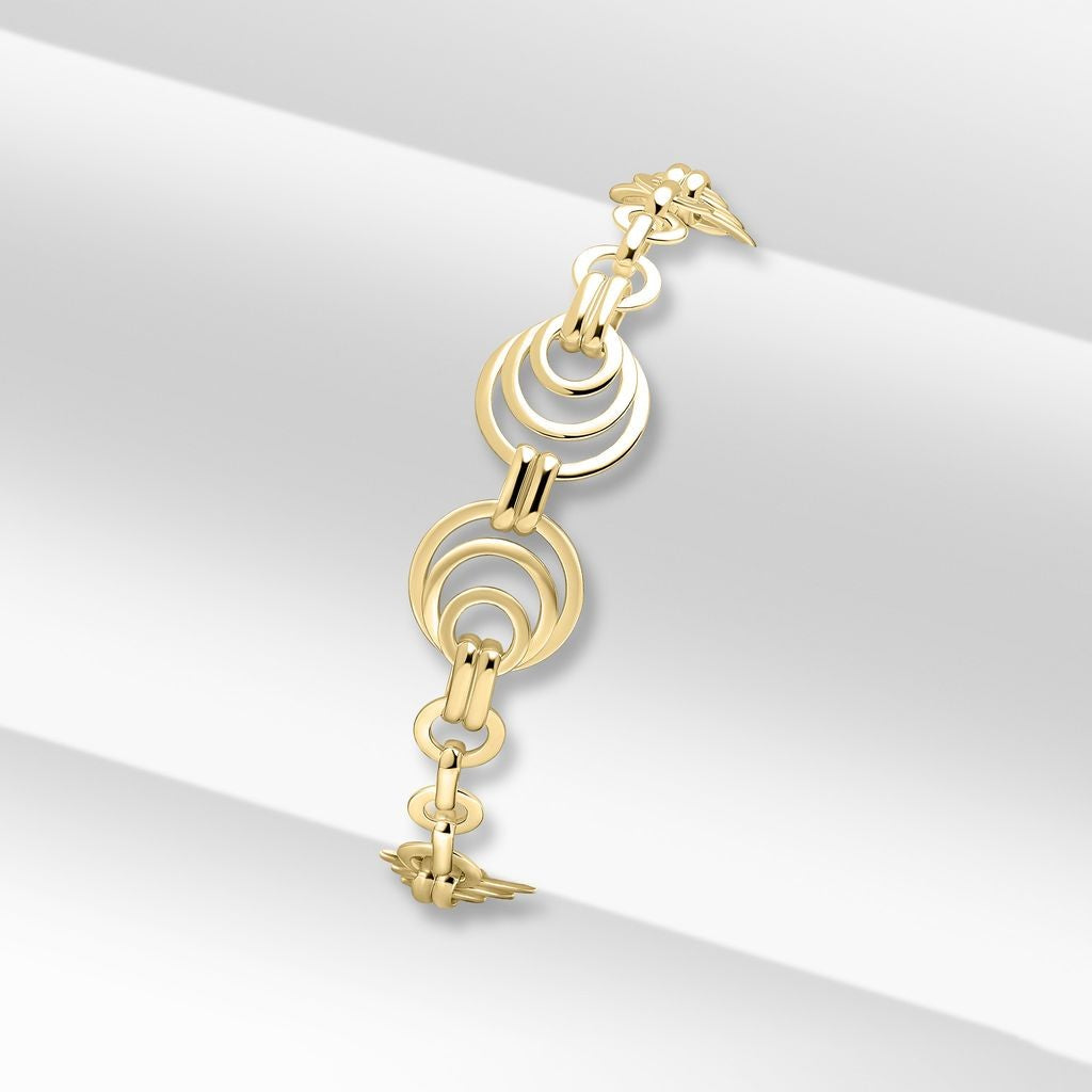 18ct Vermeil 14.5mm Circles 7.5" Bolt Ring