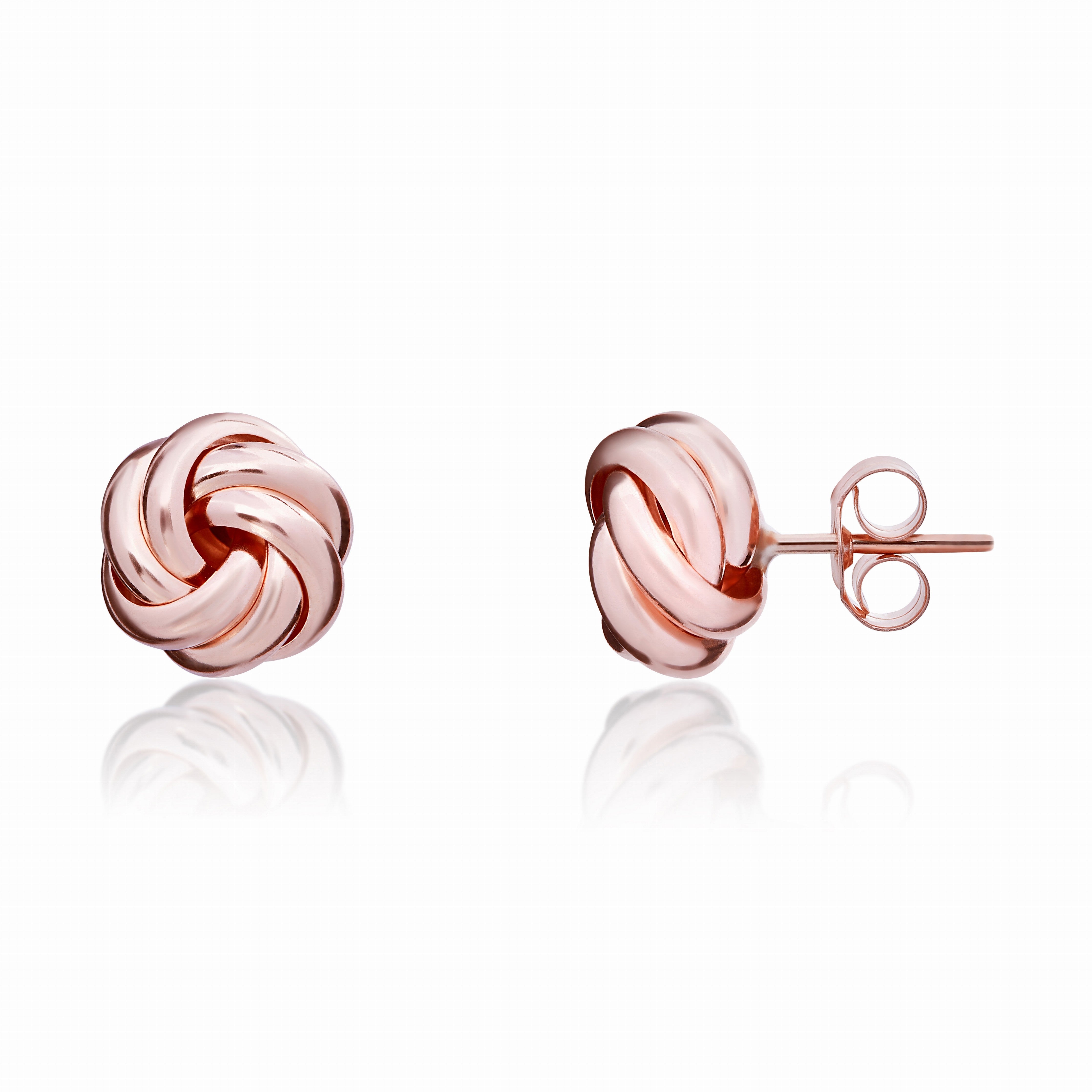 9CT ROSE GOLD POLISHED 2 ROW KNOT EARRINGS