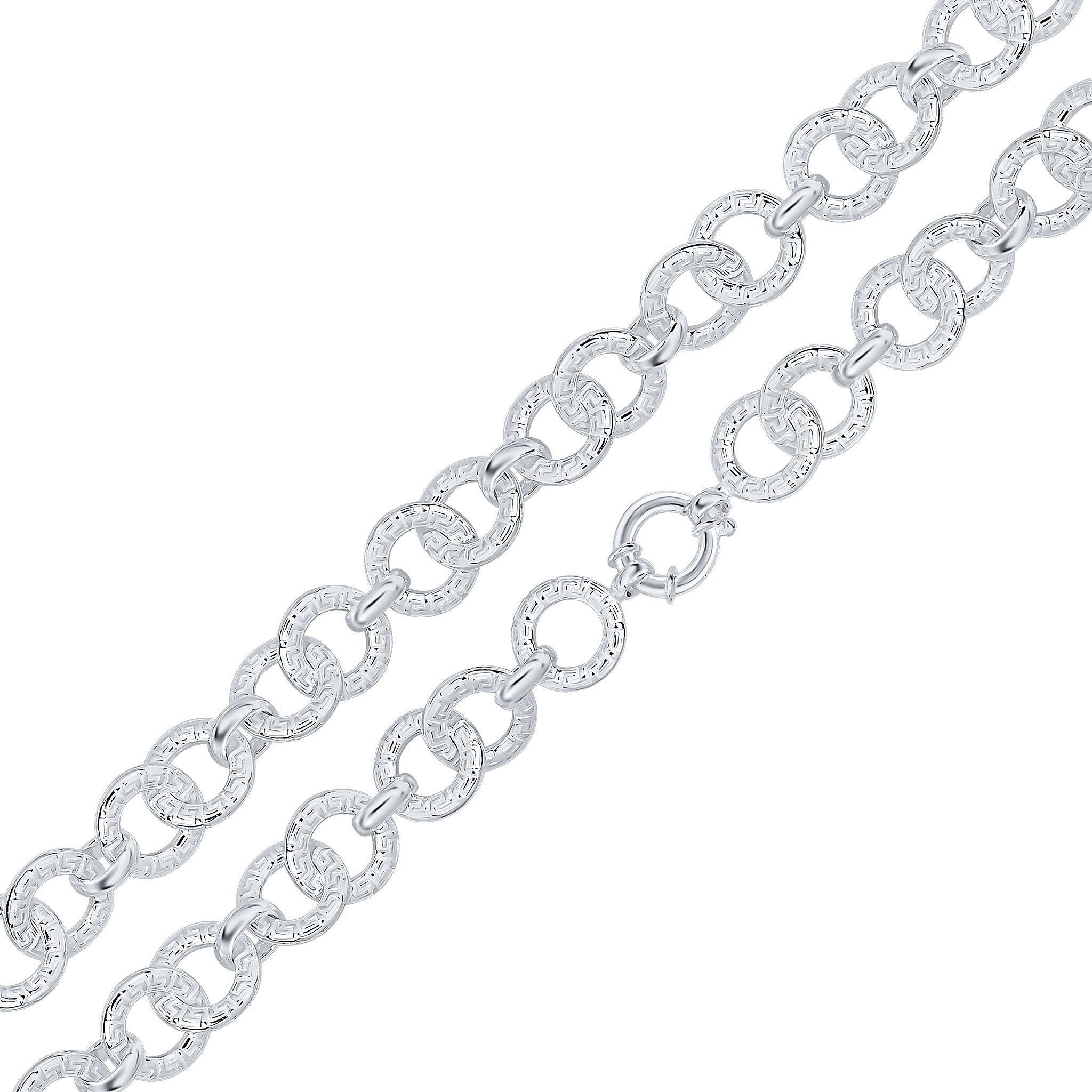 Silver 18mm Round Greek Key 19" Bolt Ring