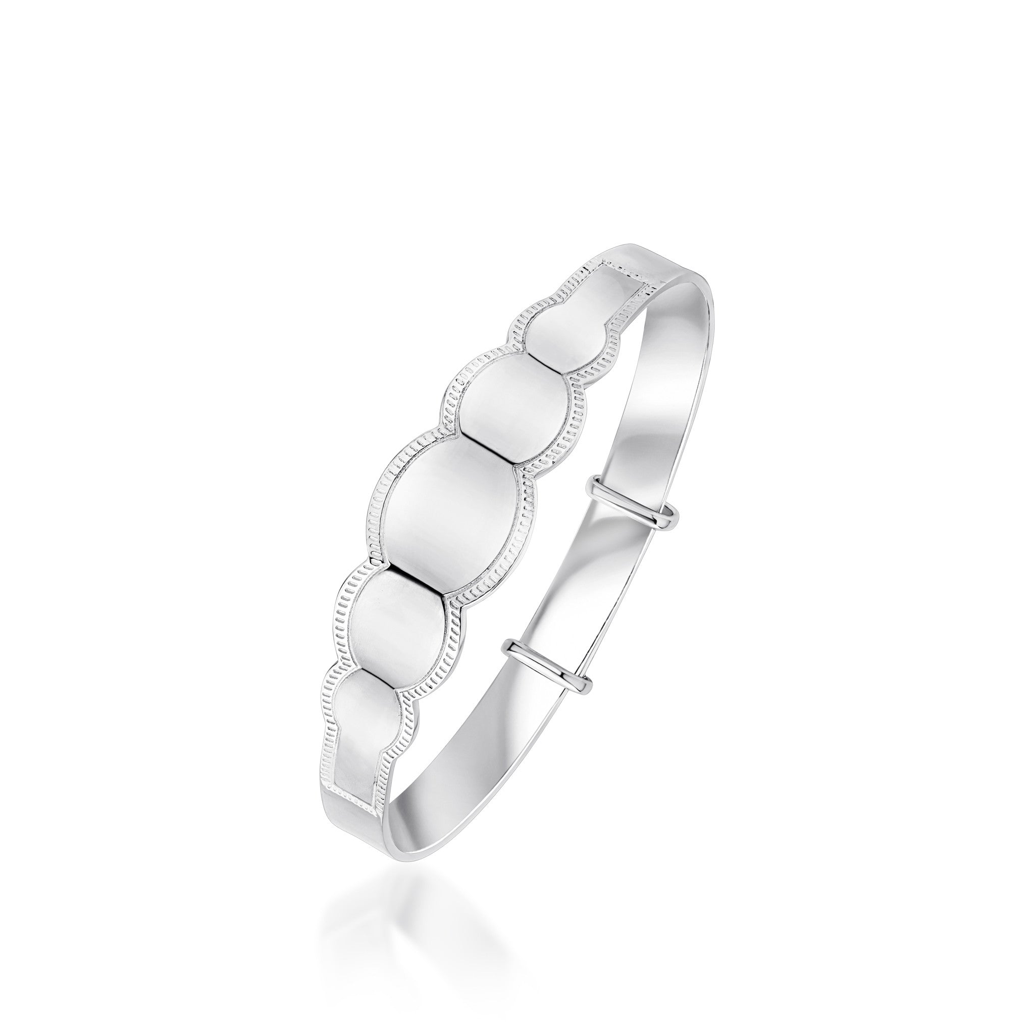 Silver Scalloped ID Baby Bangle
