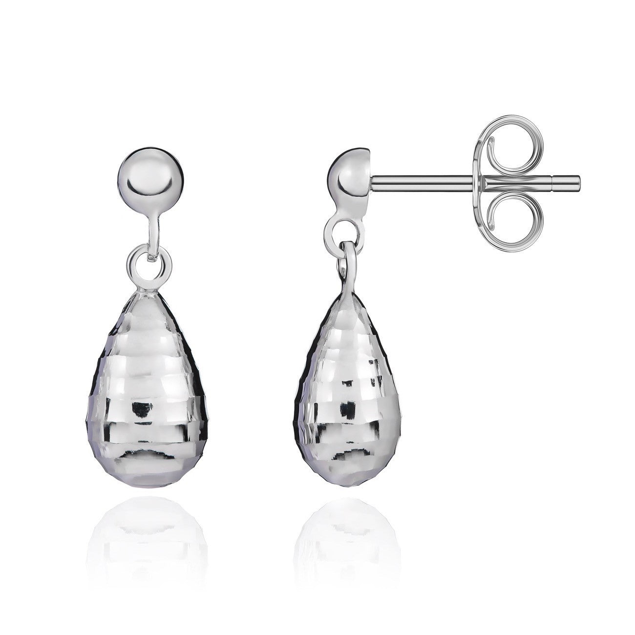 9CT WG RIBBED TORPEDO DROP EARRINGS