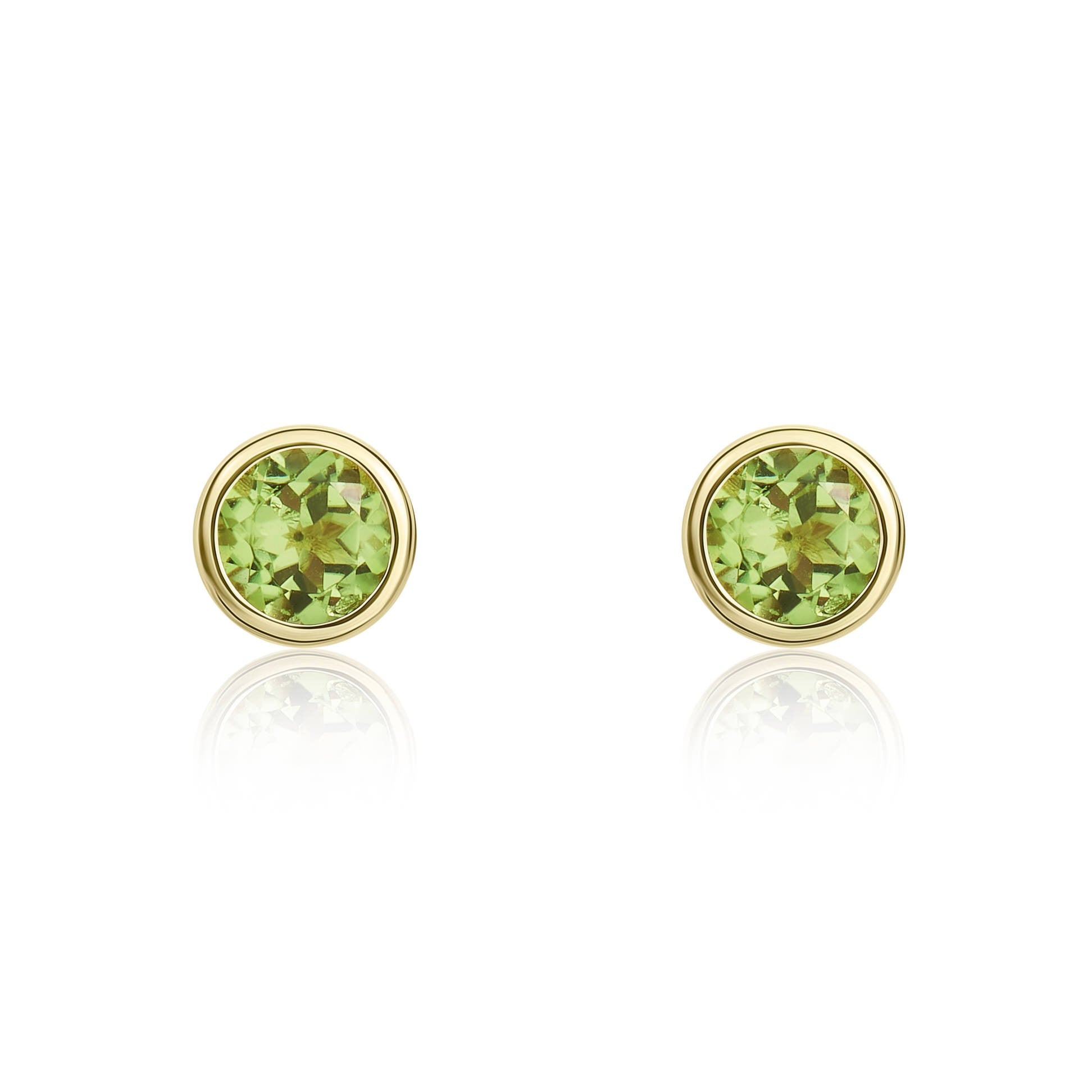 9CT YG 3MM ROUND PERIDOT RUBOVER EARRINGS