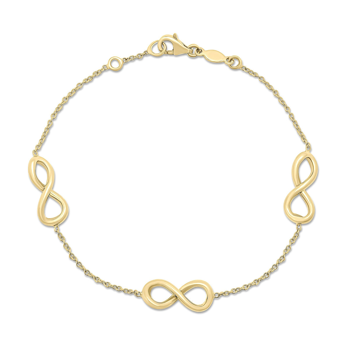 9CT YG CHAIN & INFINITY MOTIF BRACELET