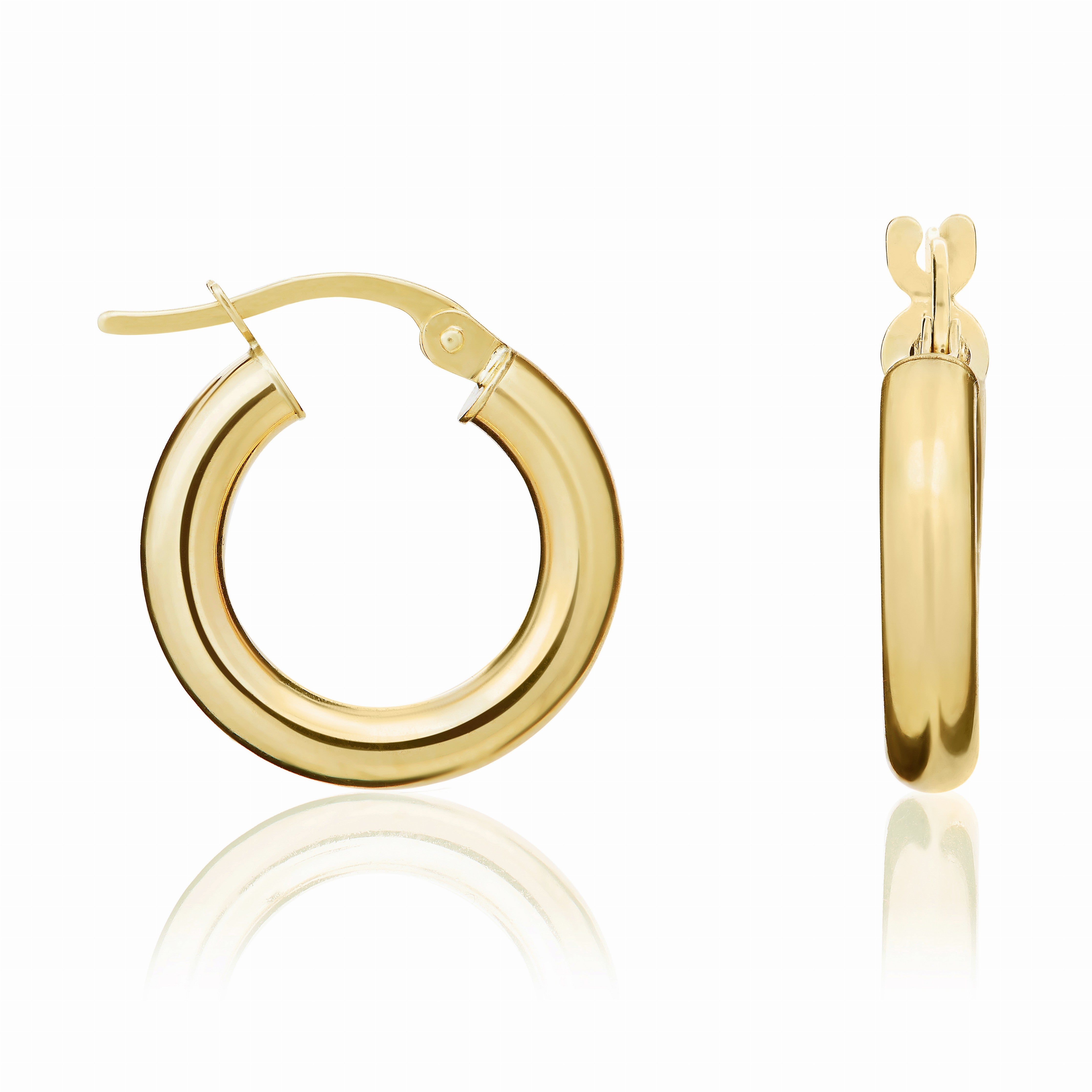 9CT YG 3MM TUBE POLISHED HOOP EARRINGS 16MM DIAMETER