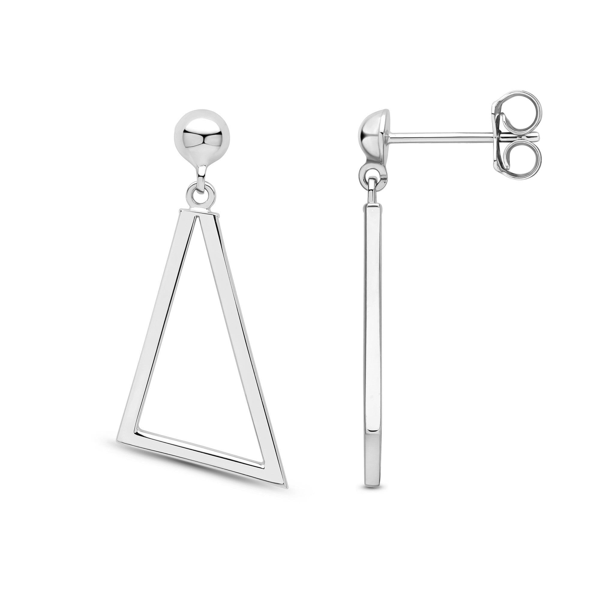 9CT WG POLISHED OPEN TRIANGLE DROP EARRINGS
