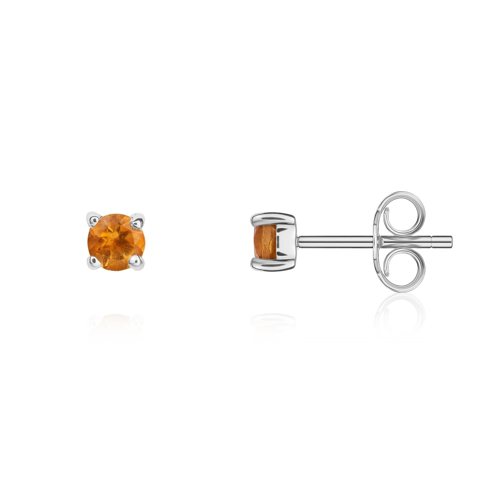 9CT WG 3MM ROUND CITRINE 4 CLAW STUD EARRINGS