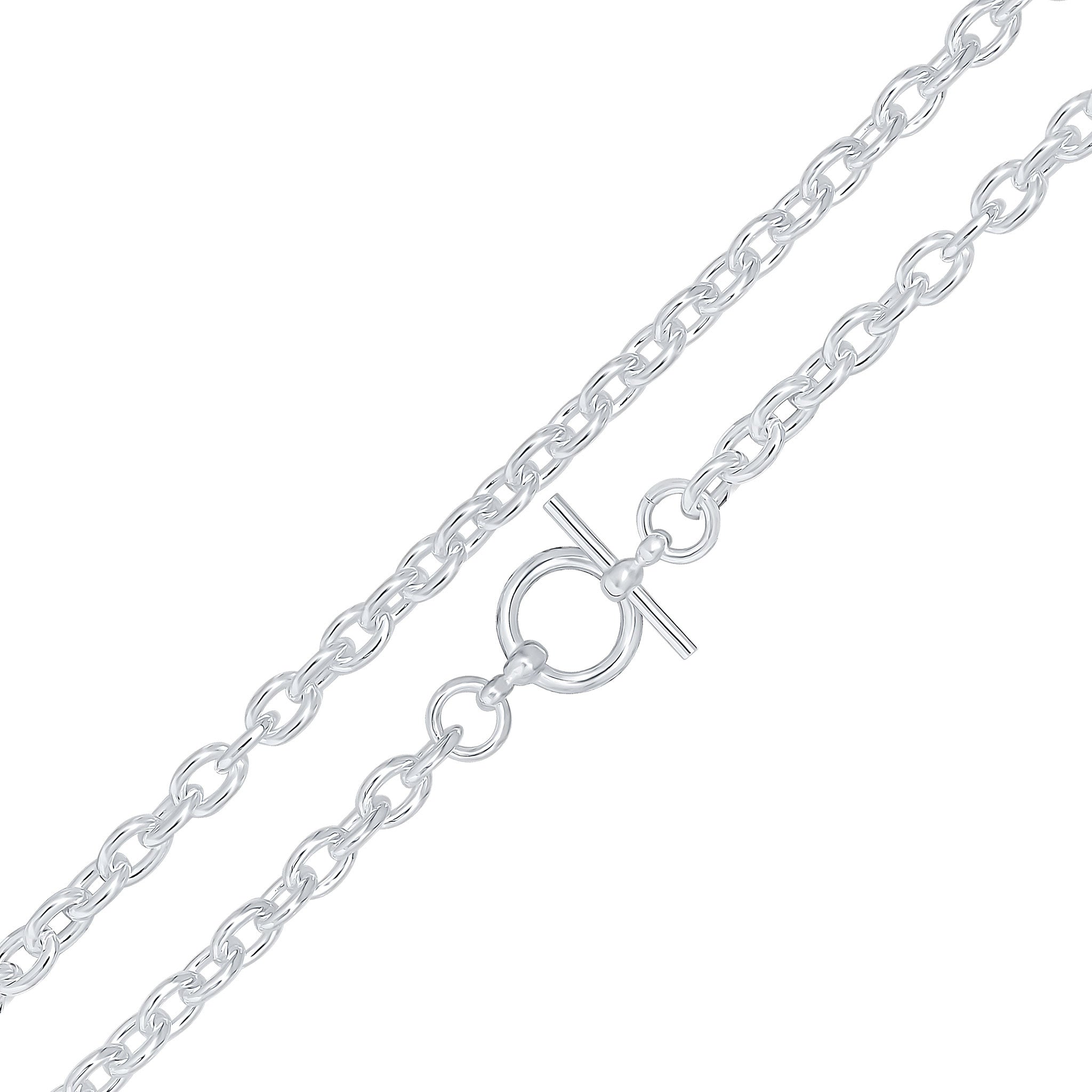 Silver 7mm Cable Chain T-Bar 8"