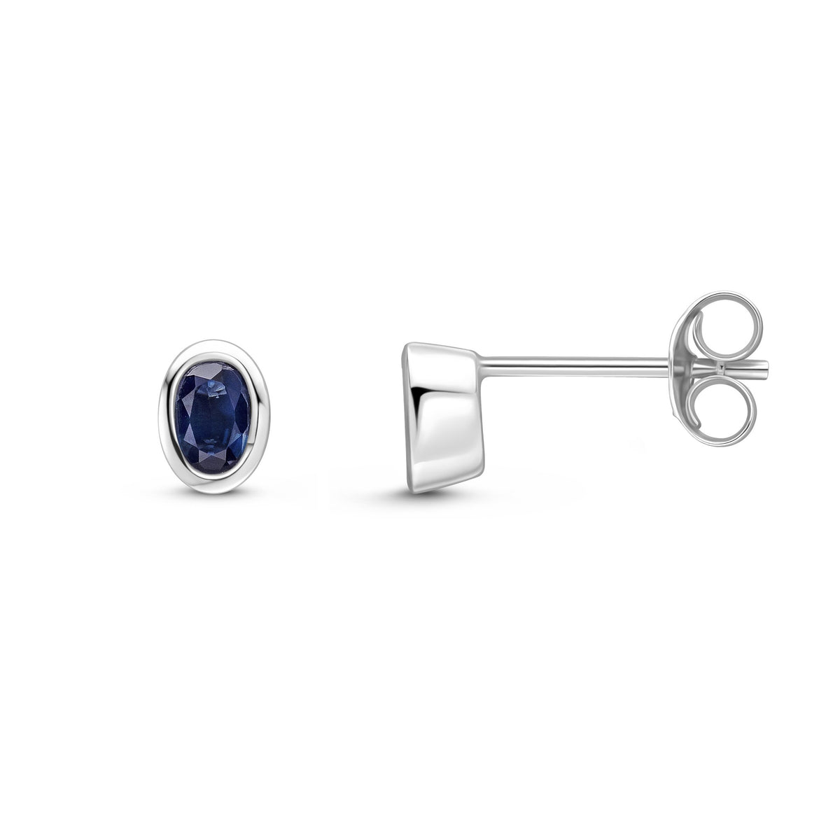 9CT WG 4X3 OVAL SAPPHIRE RUBOVER SET EARRINGS