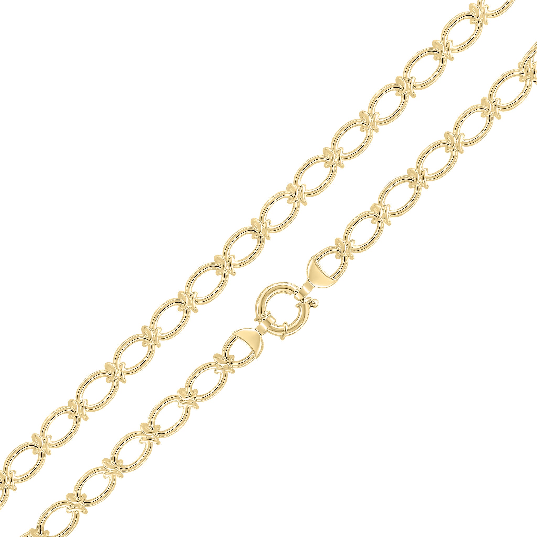 18ct Vermeil 10mm Oval Knot 18" Bolt Ring