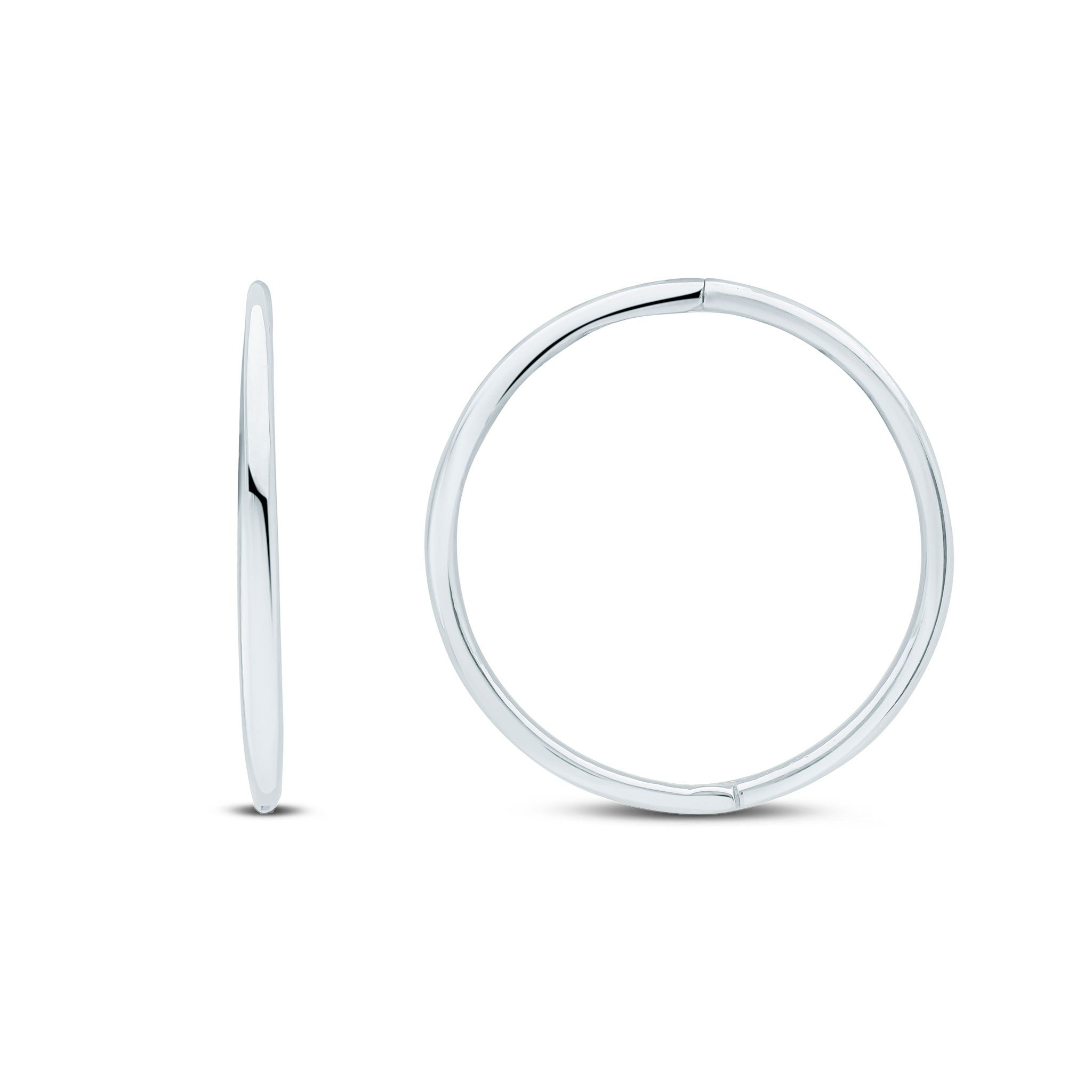 9CT WG HINGED SLEEPER HOOP EARRINGS. 18MM OUTER DIAMETER