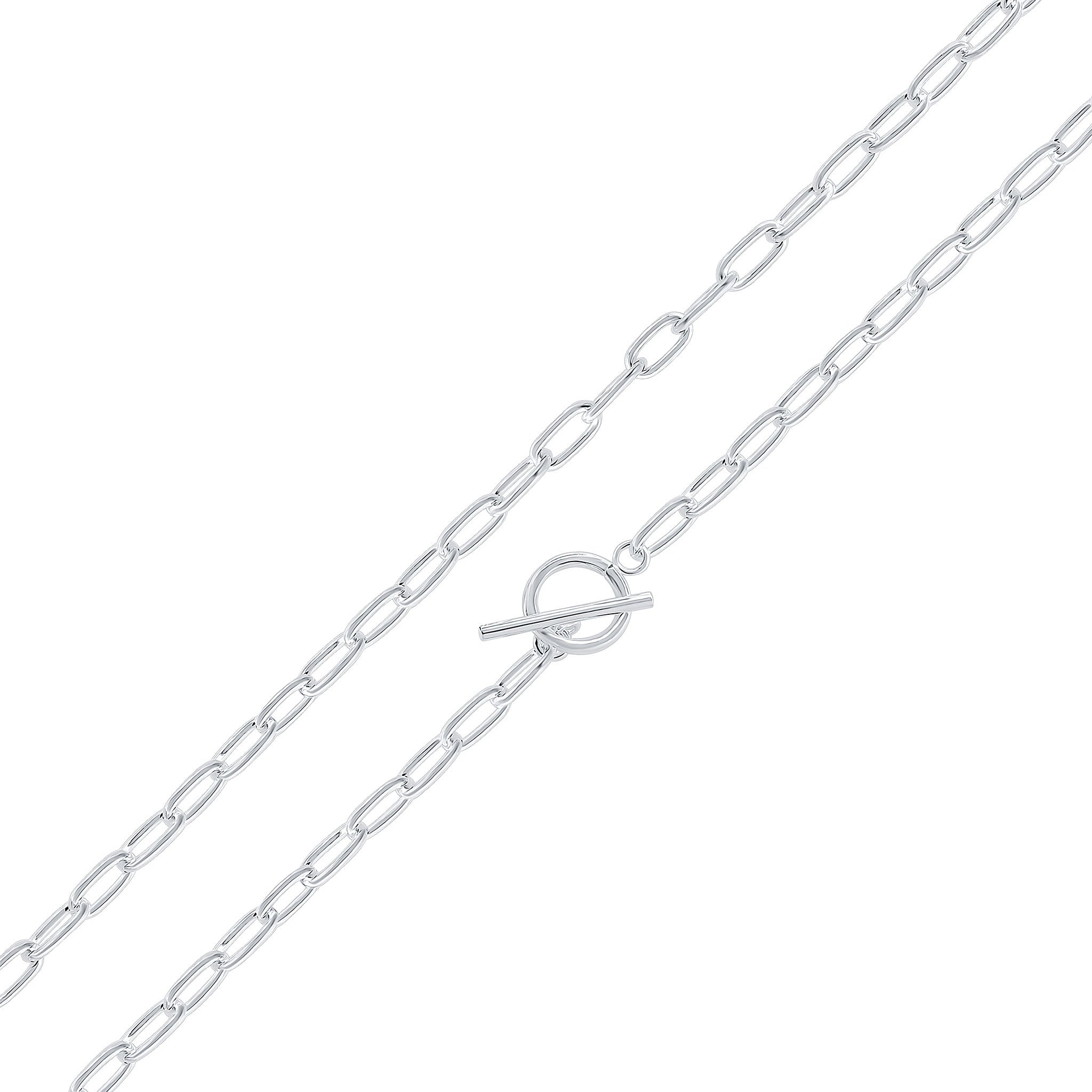 Silver 5x11mm Paperclip Chain T-Bar 7"