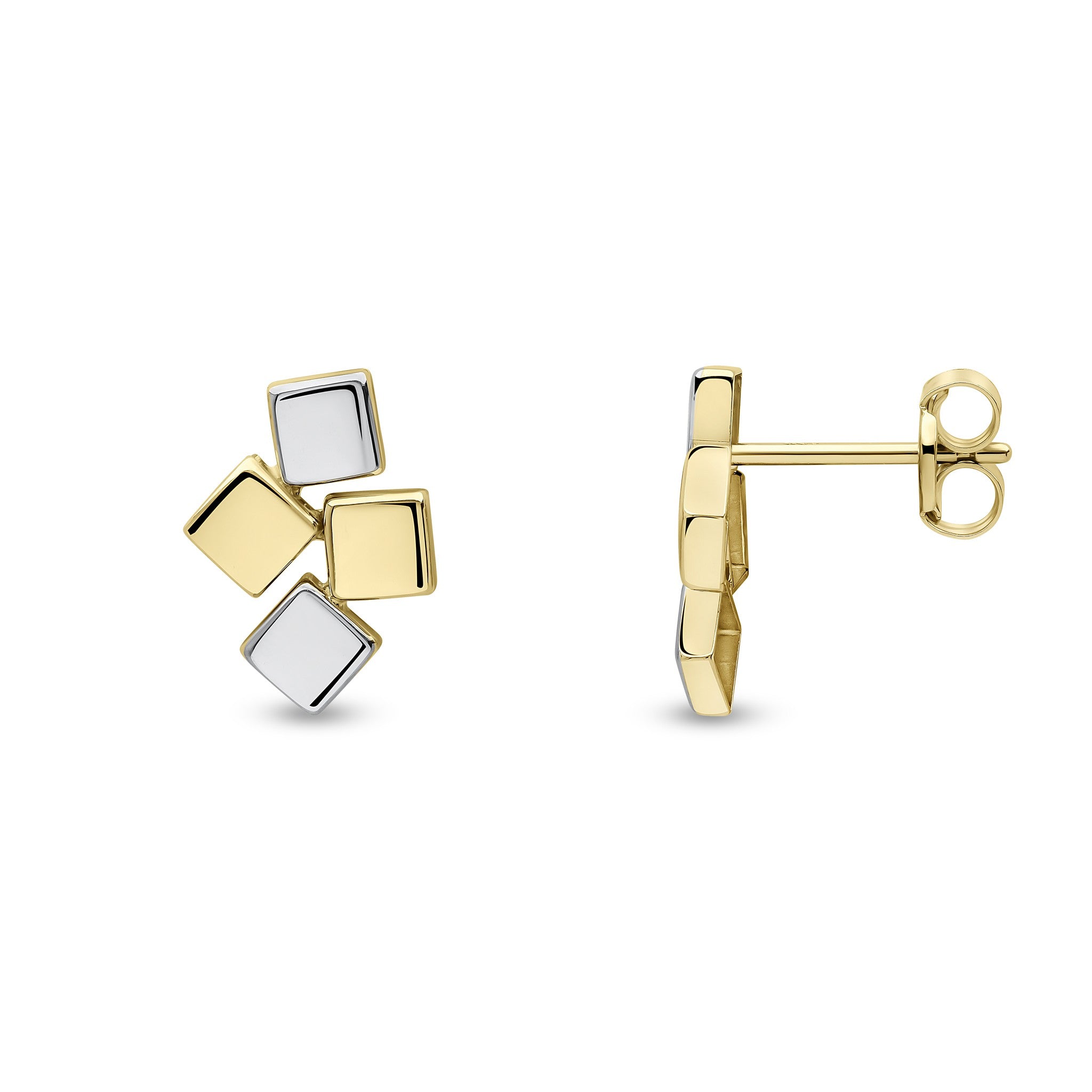 9CT YW 'BUILDING BLOCK' STUD EARRINGS