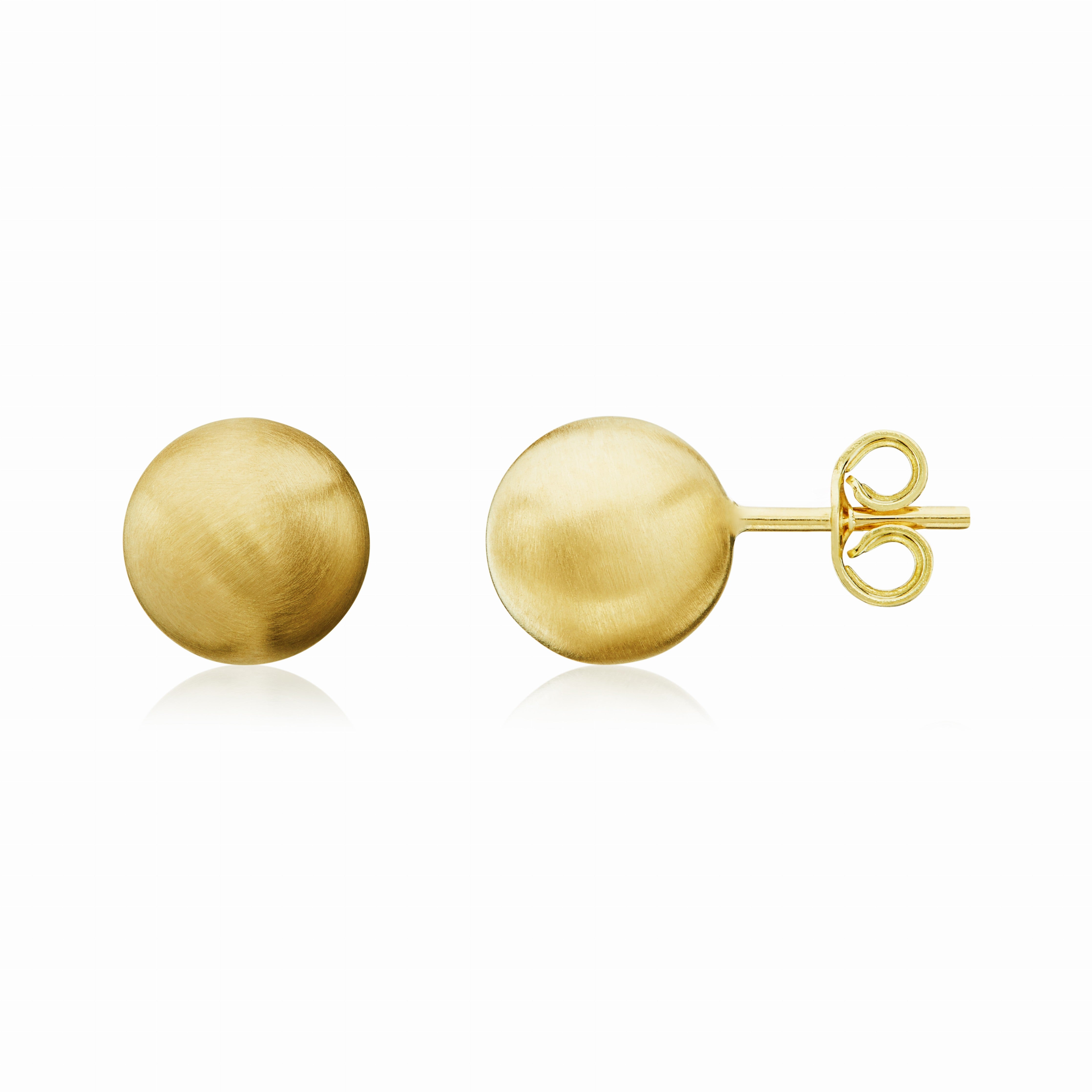9CT YG SATIN 8MM BALL STUD EARRINGS