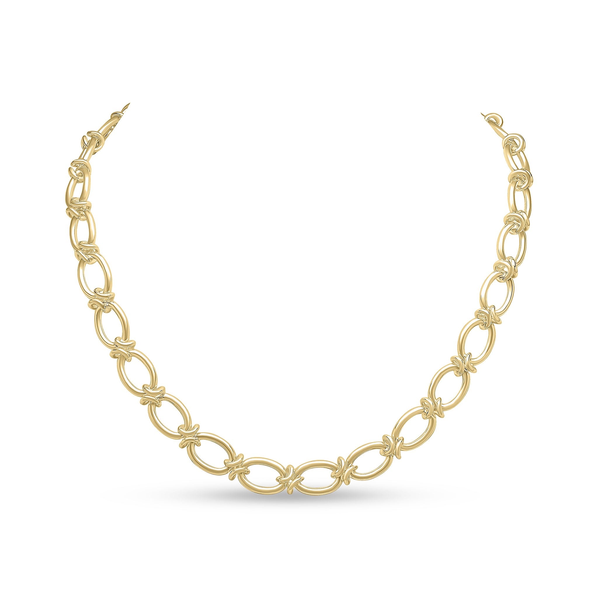 18ct Vermeil 10mm Oval Knot 7.5" Bolt Ring