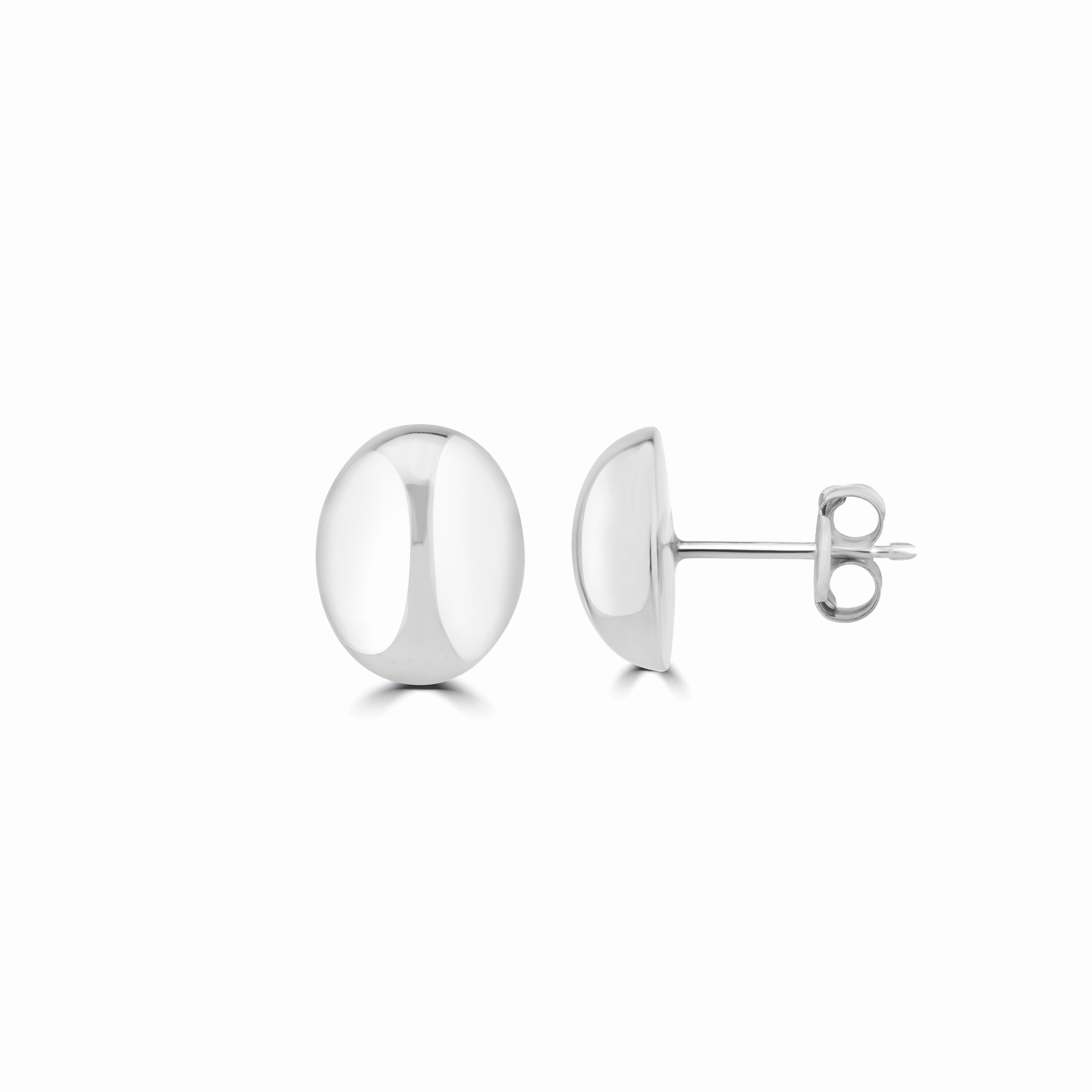 9CT WG POLISHED OVAL DOMED STUD EARRINGS 10X8MM