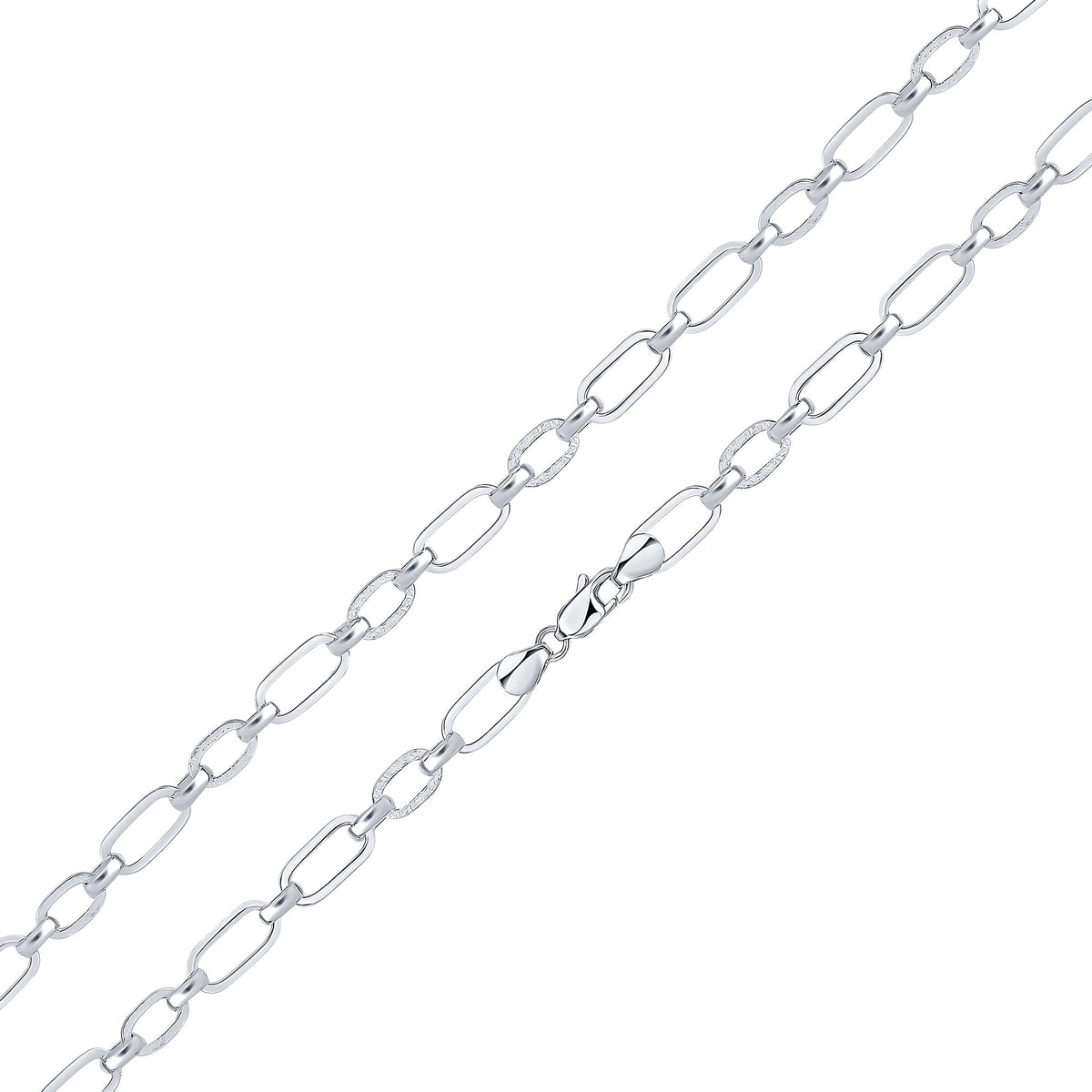 Silver 8mm Textured Oval 7.5"
