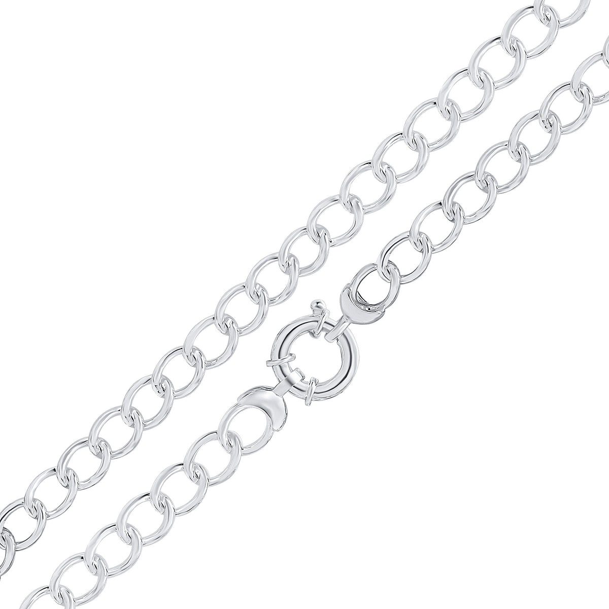Silver 10mm Open Curb 8" Bolt Ring