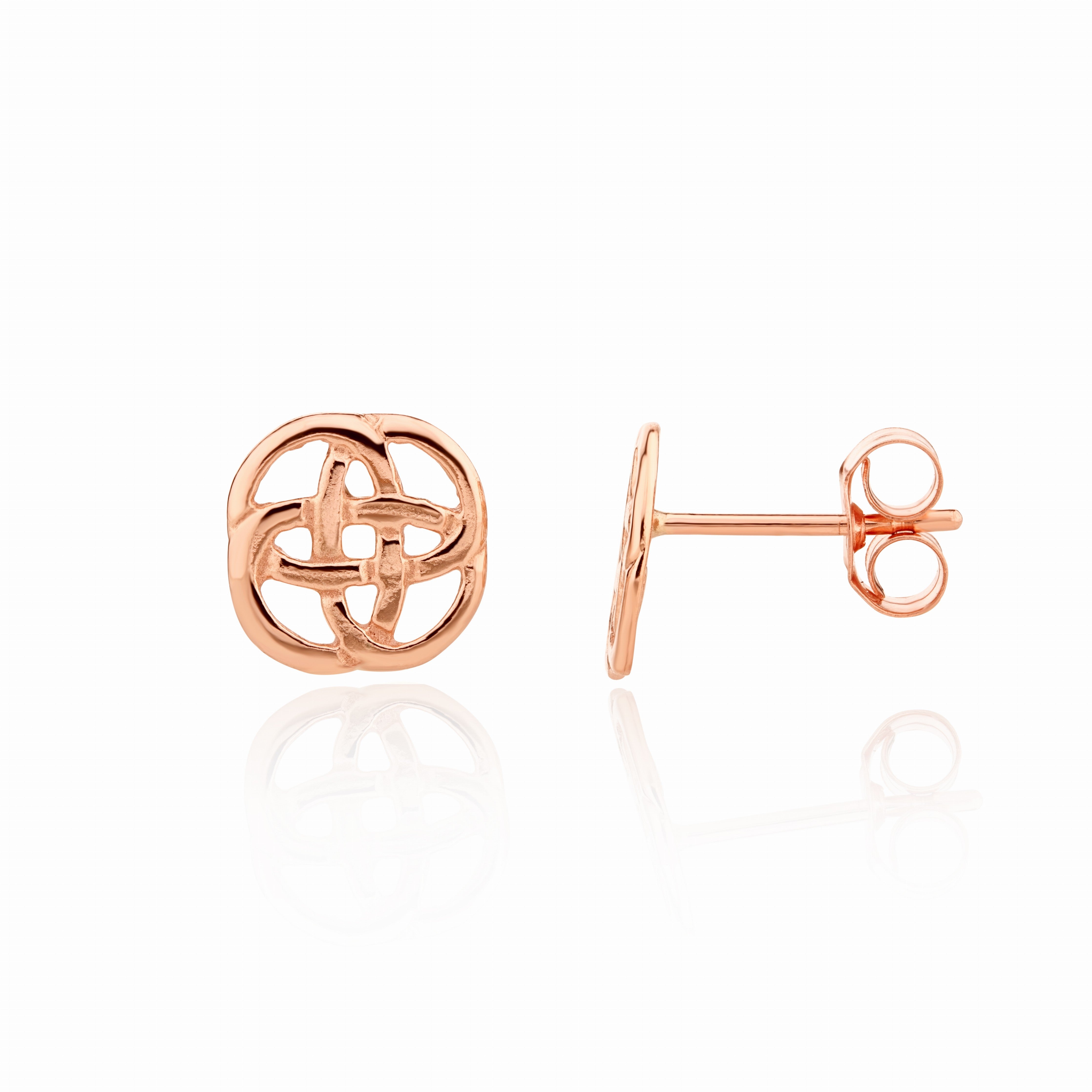 9CT RG POLISHED ROUND CELTIC STYLE STUD EARRINGS