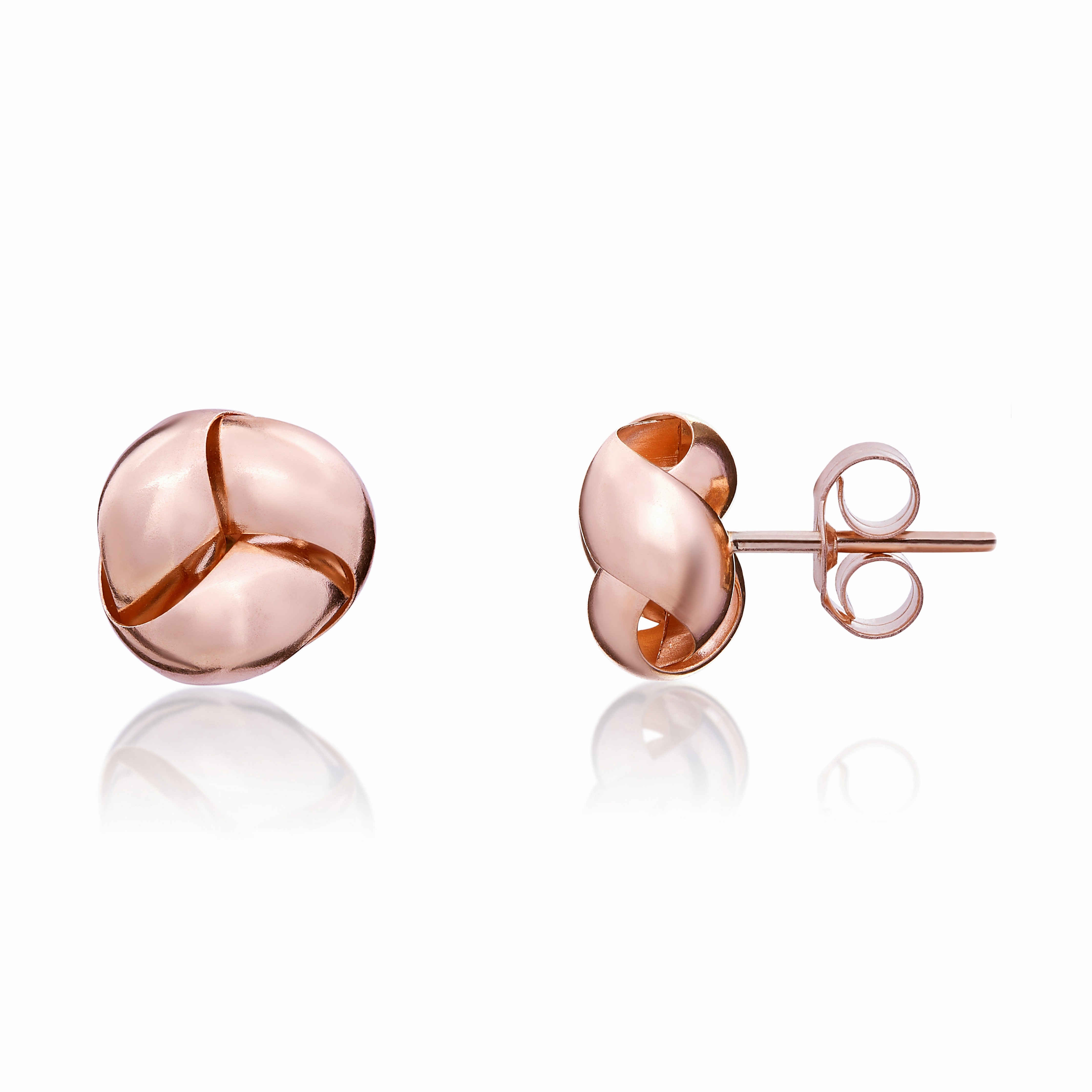9CT ROSE GOLD POLISHED 'SHELL' KNOT EARRINGS