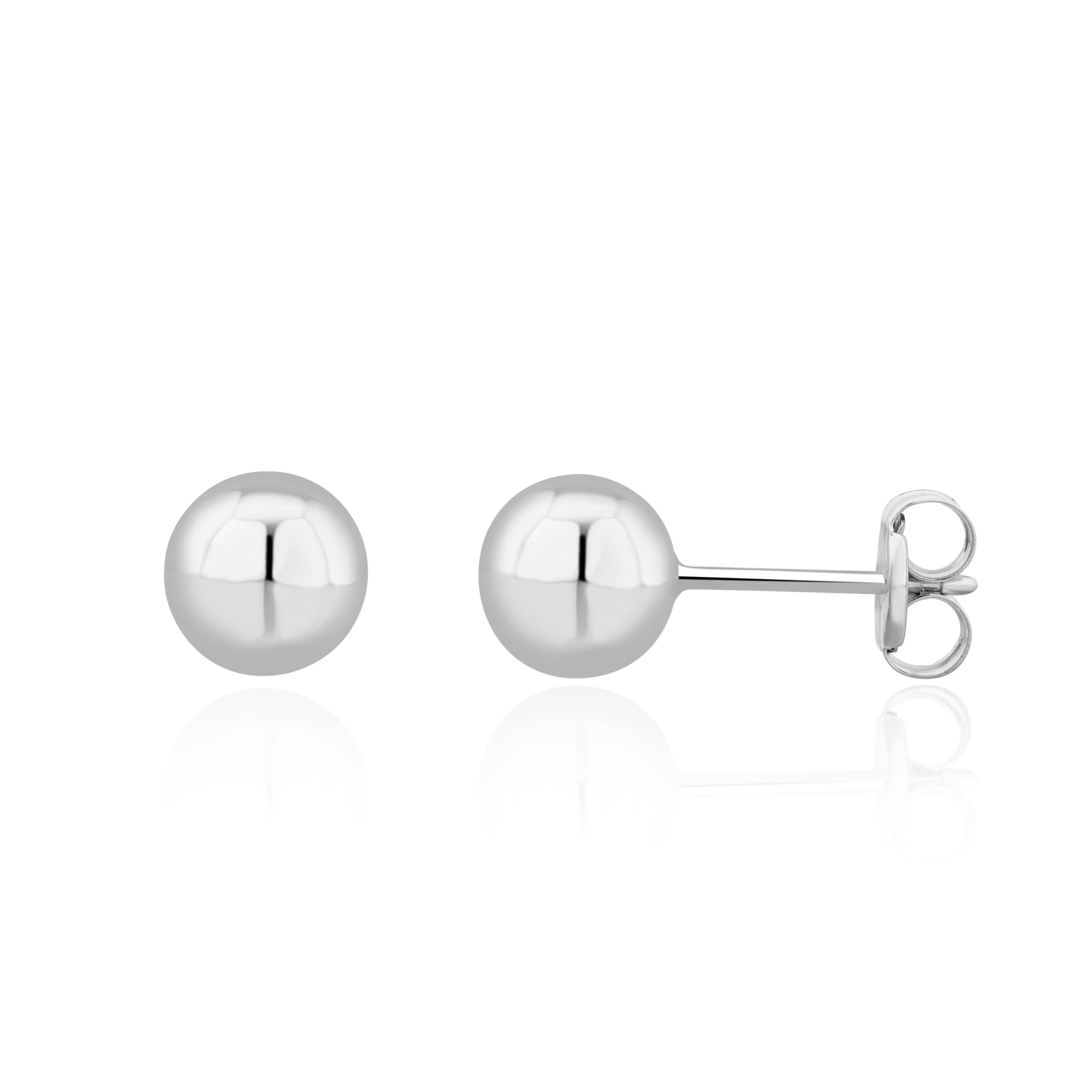 9CT WHITE GOLD 6MM POLISHED BALL STUDS